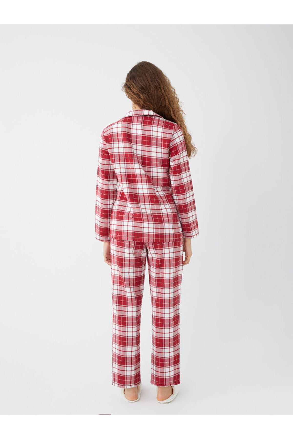 LC Waikiki-LCW DREAM Plaid Shirt Collar Long Sleeve Women's Pajamas Set 4