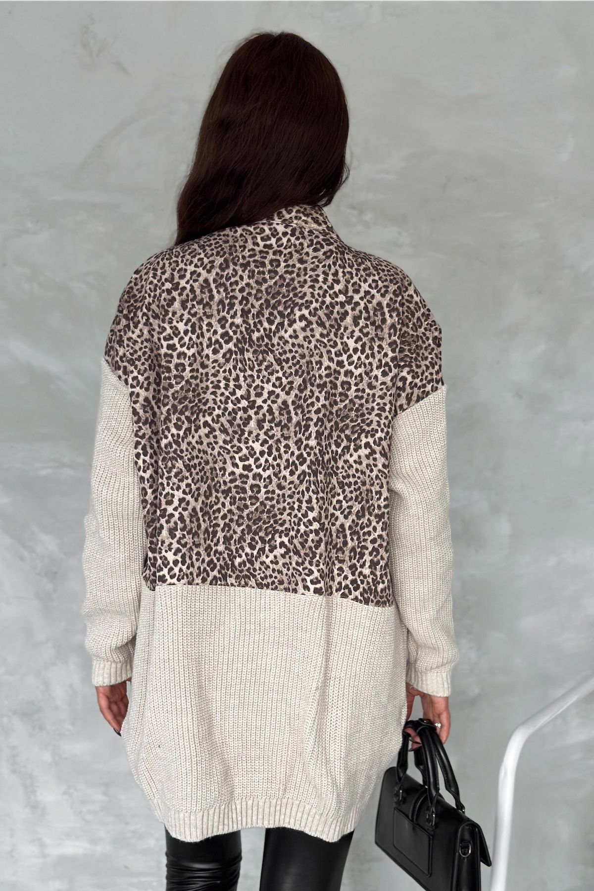 FEMELLE-Jachetă de blugi supradimensionată pentru femei, mărime standard, cu model leopard 5