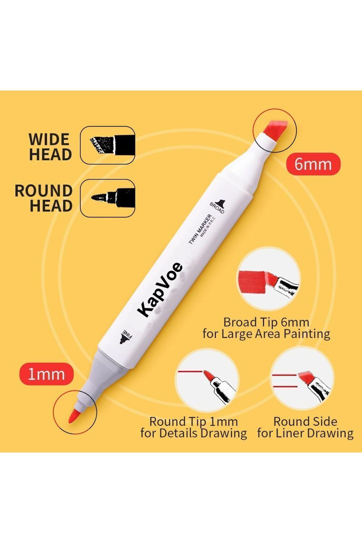 KAPVOE-168-Piece Double Tip Touch Marker Art Design Kurecolor Twin Marker Pen Set Portable Bag Imported 7