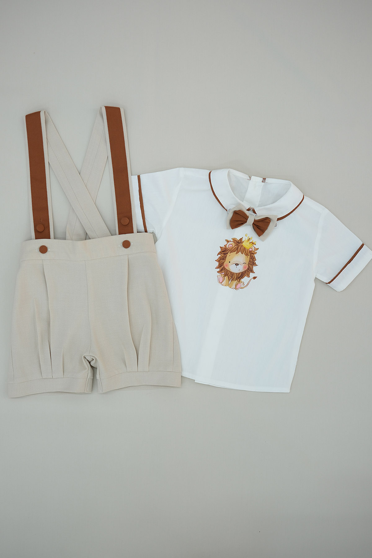 annerüyası BEBEK ASLAN BASKILI ŞORT SALOPET TAKIM fotoğrafı 2 (önizleme)