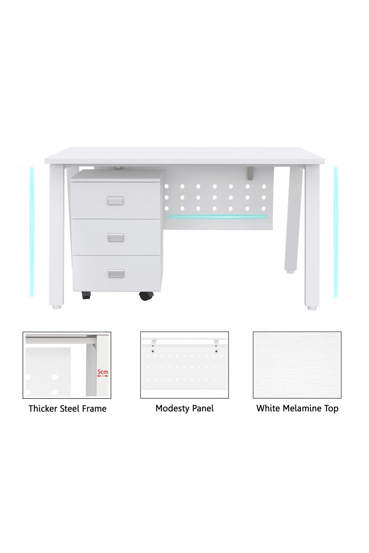 Mahmayi-Bentuk 139-18 White Modern Workstation 3