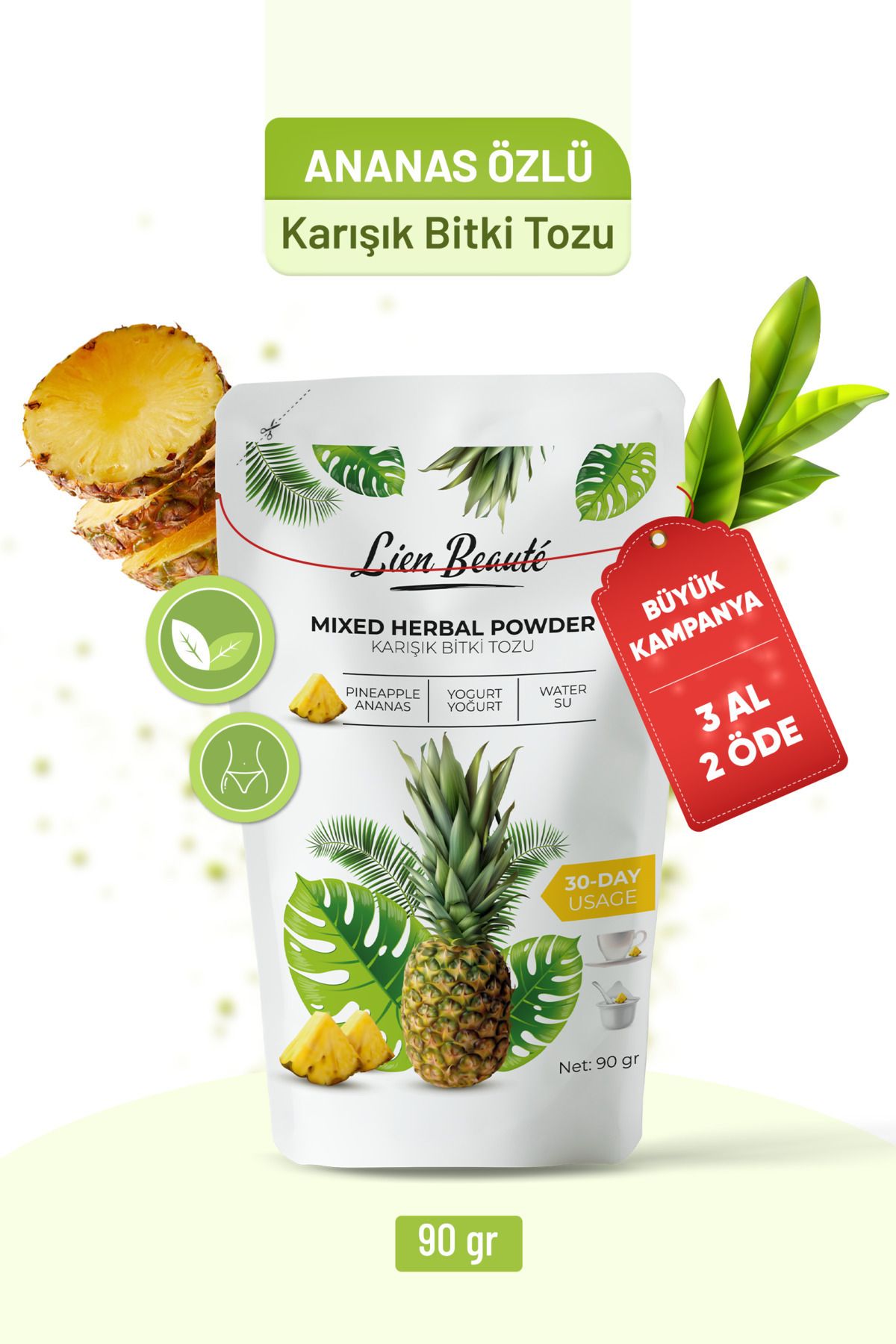 Lien Beaute Zayıflama Ve Kilo Verme Yardımcı, Diyet Destekleyici Detoks Form Ananas Çayı Tozu