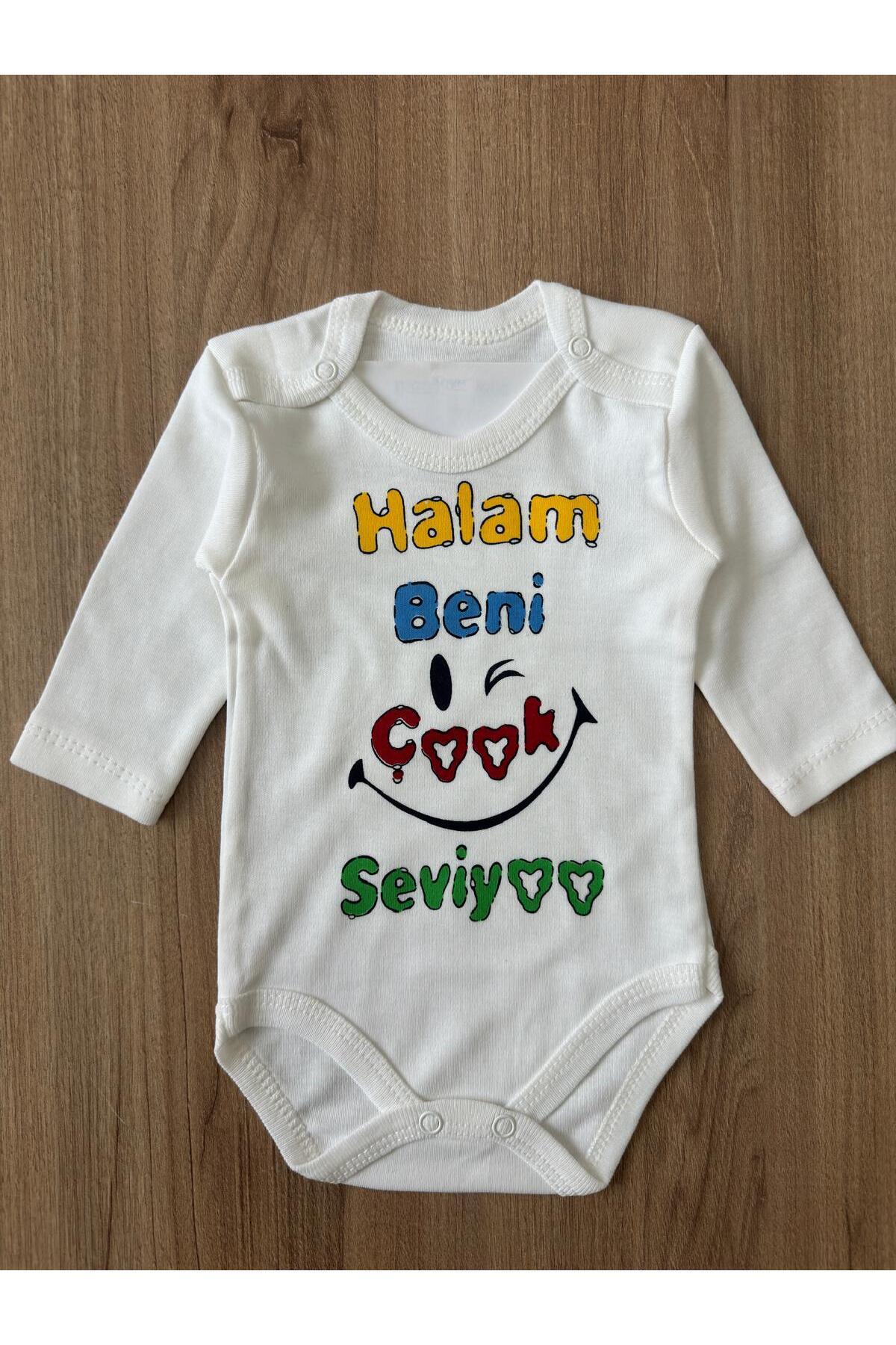 مریج به به بادی نوزادی آستین بلند چسبی ۱۰۰٪ پنبه ارگانیک طرح «خاله‌ام عاشق منه»