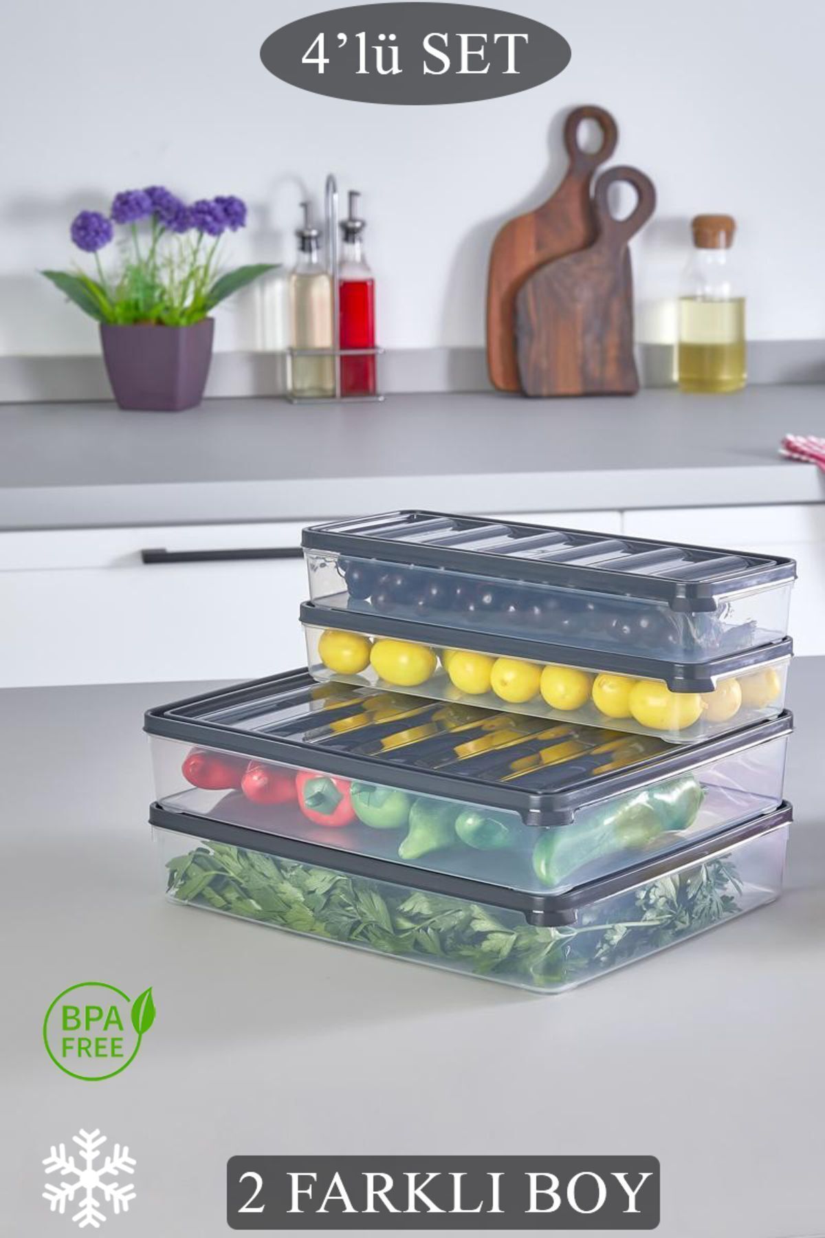 KRM HOME-4 Piece Leak Proof Storage Container Breakfast And Ice Box Storage Container Vacuum Lid Set 5