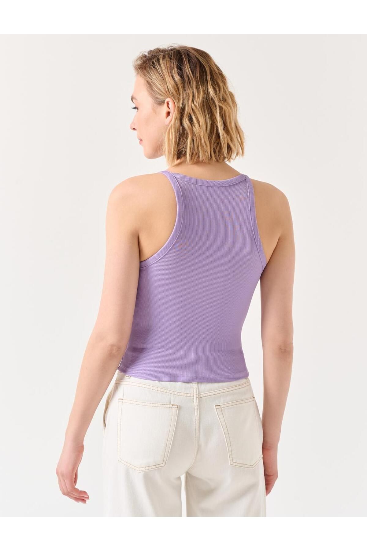 Jimmy Key-Lila Slim Fit Ujjatlan Halter Neck Basic kötött alsóing 4