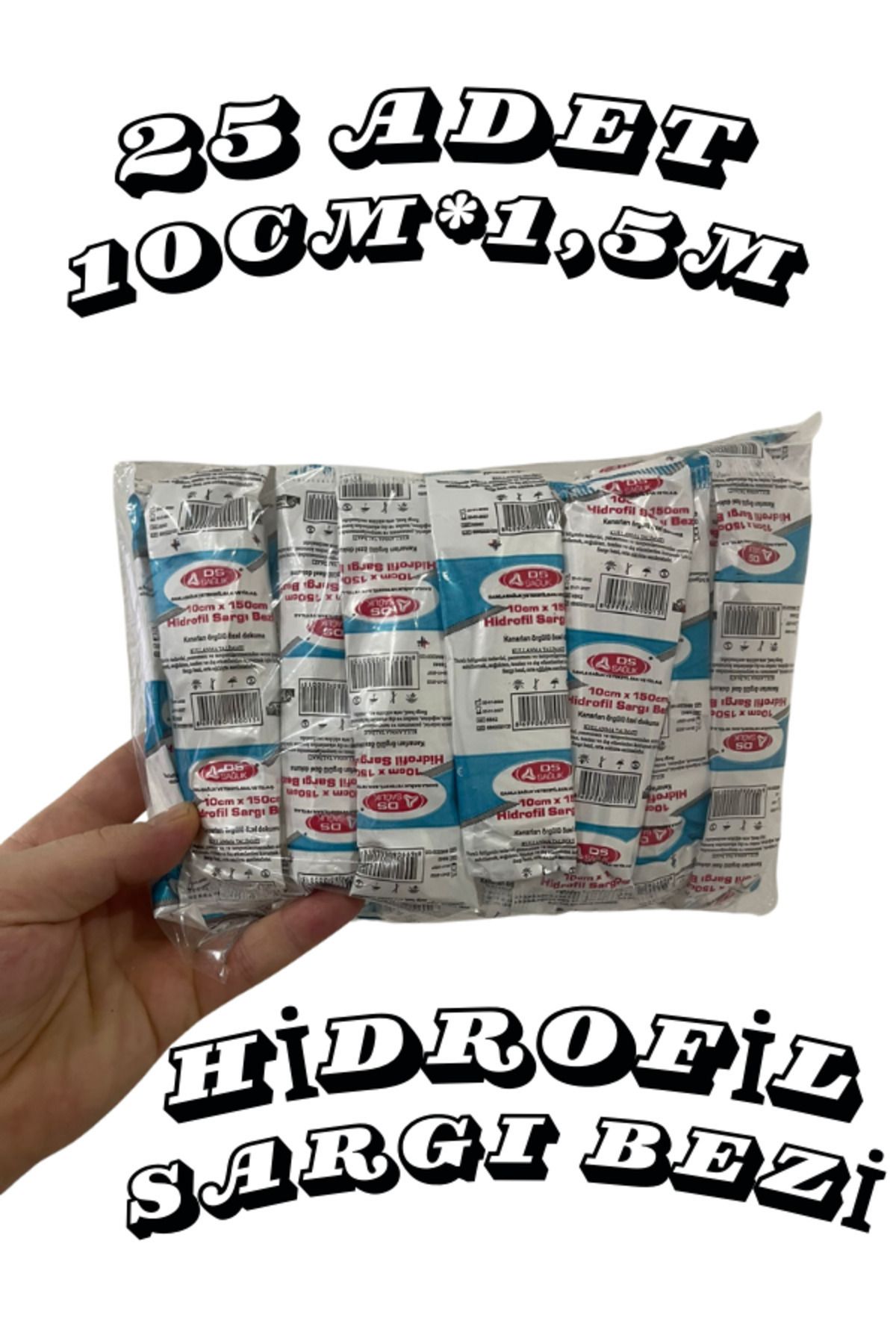 D'S Damla Sağlik Hidrofil Sargı Bezi 10cm X 150cm -25 Adet