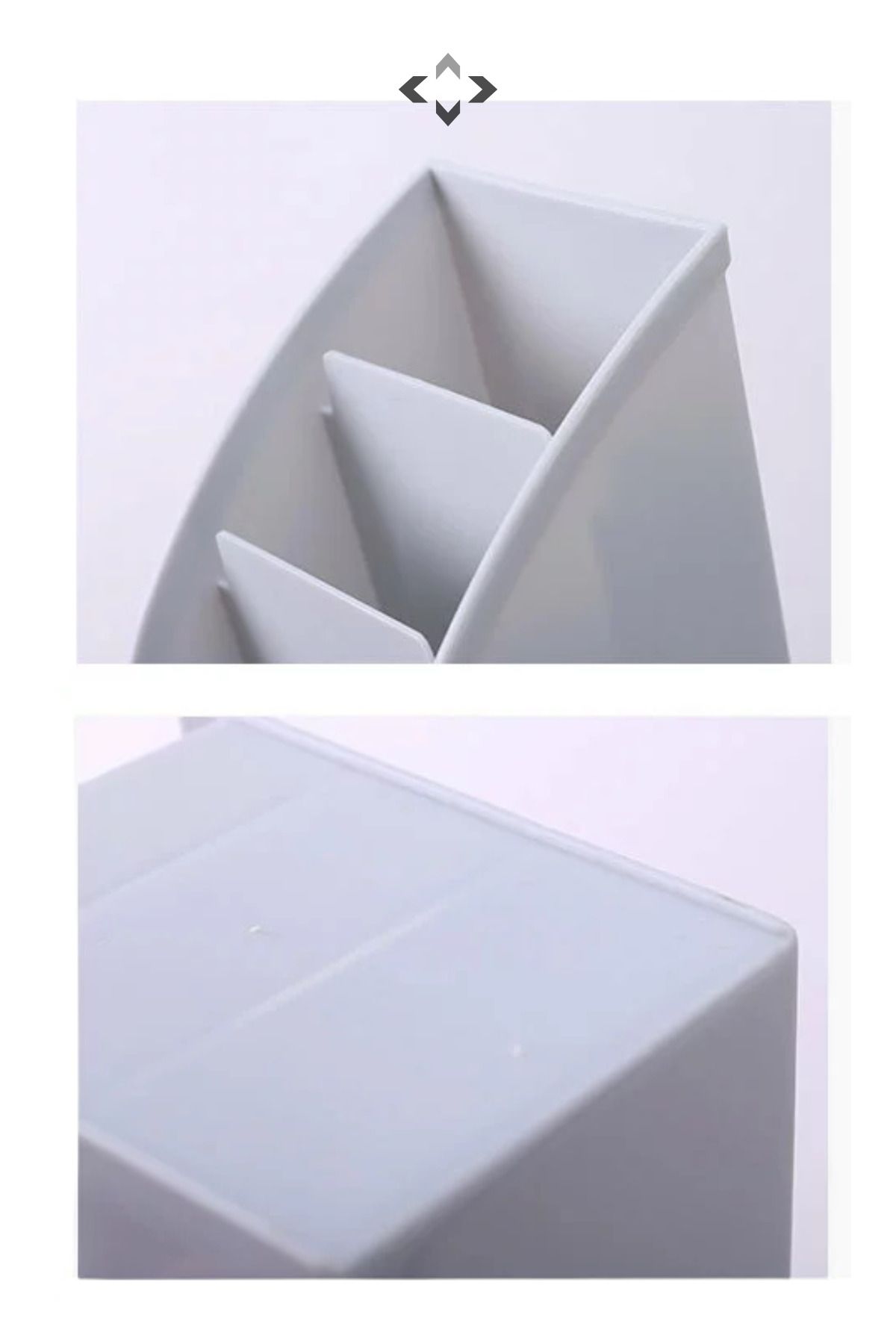 LİGROUND-Tryplex 3-Compartment Gray Multi-Purpose Desktop Organizer - Pen Holder - Makeup Organizer 1 Piece 6