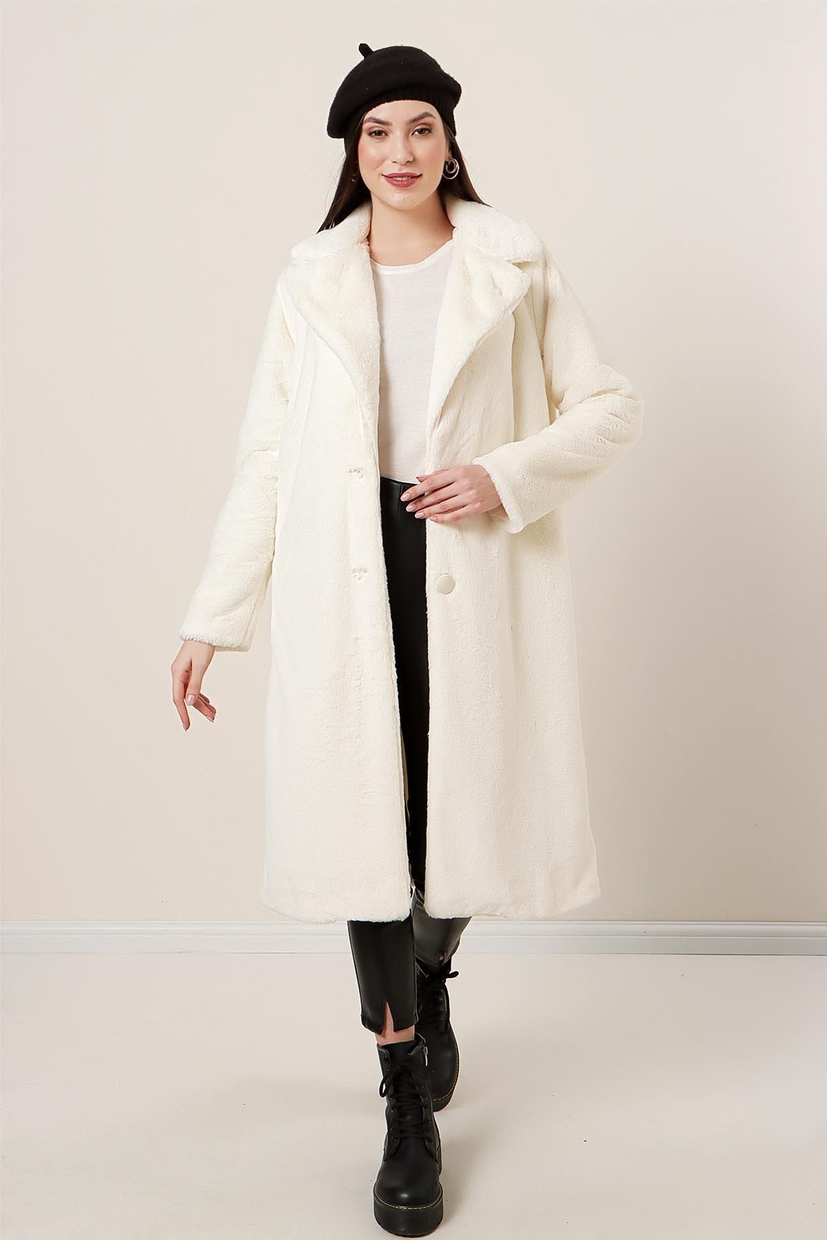 By Saygı-Long Plush Coat with Lining Inside 4