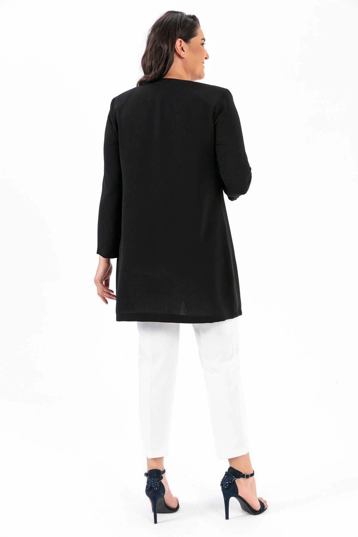 By Saygı-Plus Size Jacket Set with Stony Collar and Undershirt Inside 4