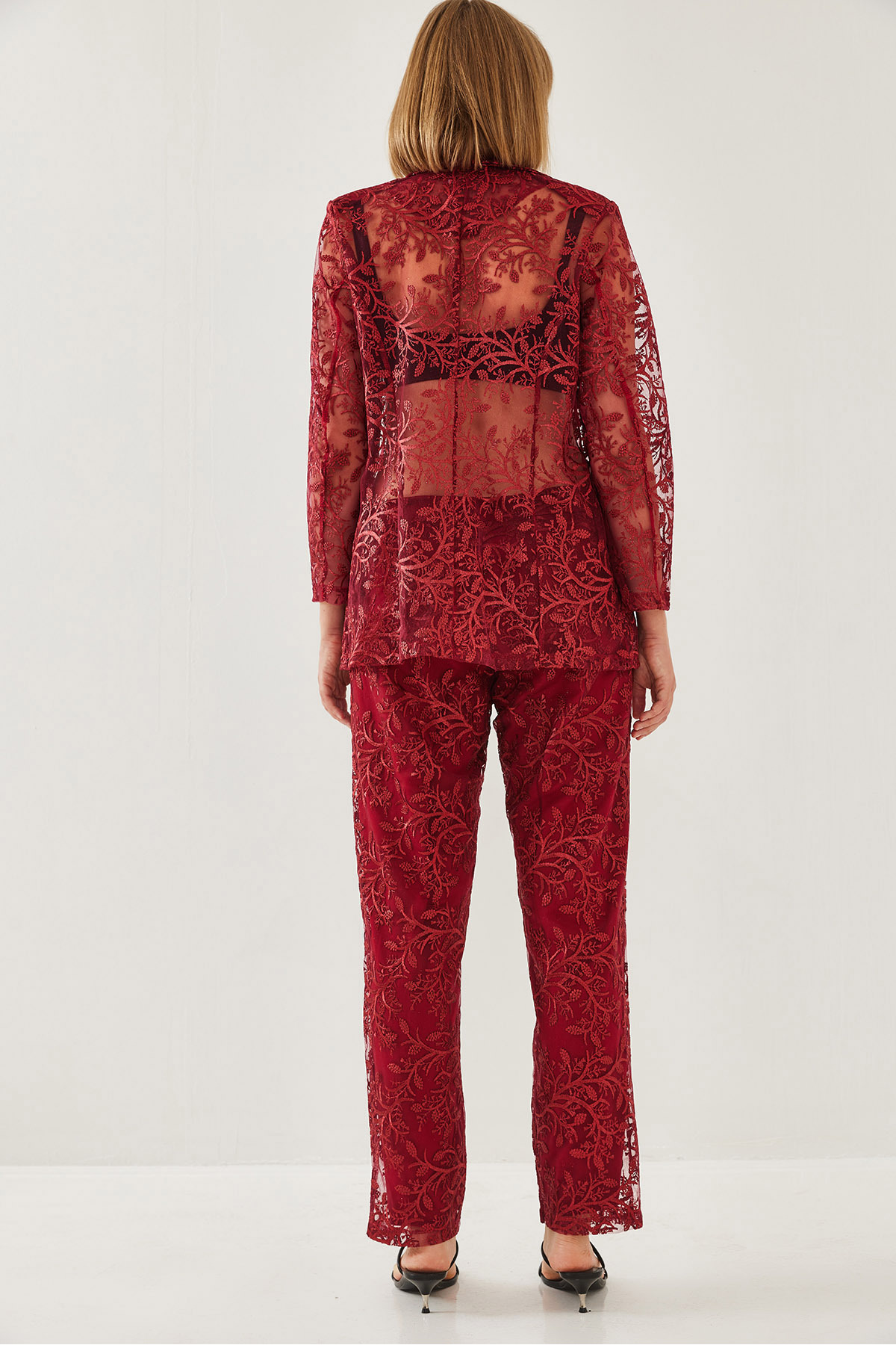 LUCCI Long Embroidered Two-Piece Set with Shawl Collar 3