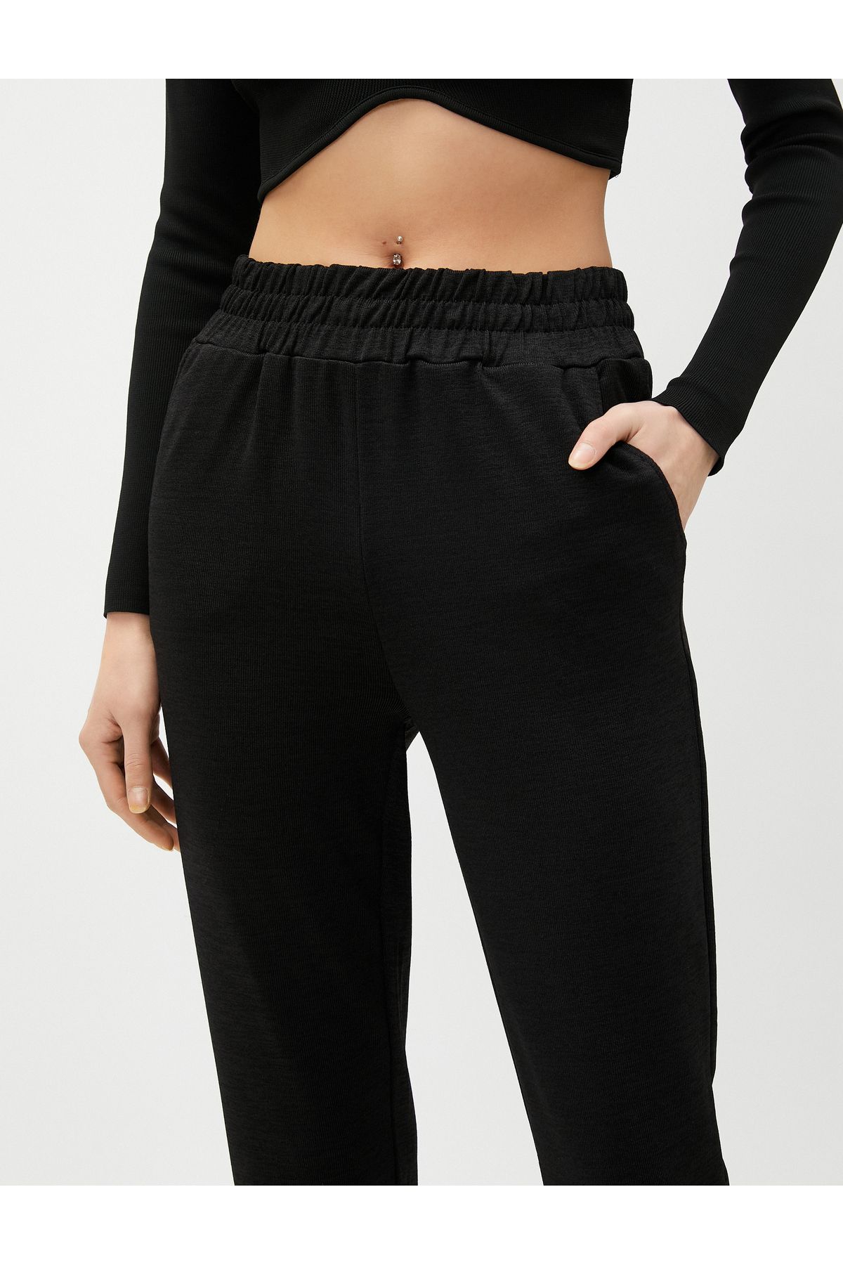 Koton-Melange Patterned Jogger Sweatpants with Elastic Waist Pocket 5