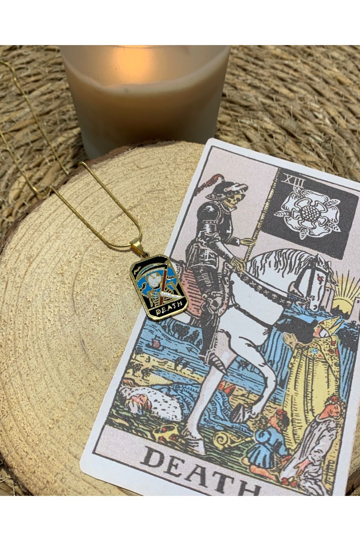 Kaeria Accessory-Steel Gold Death Luck Tarot Necklace 1