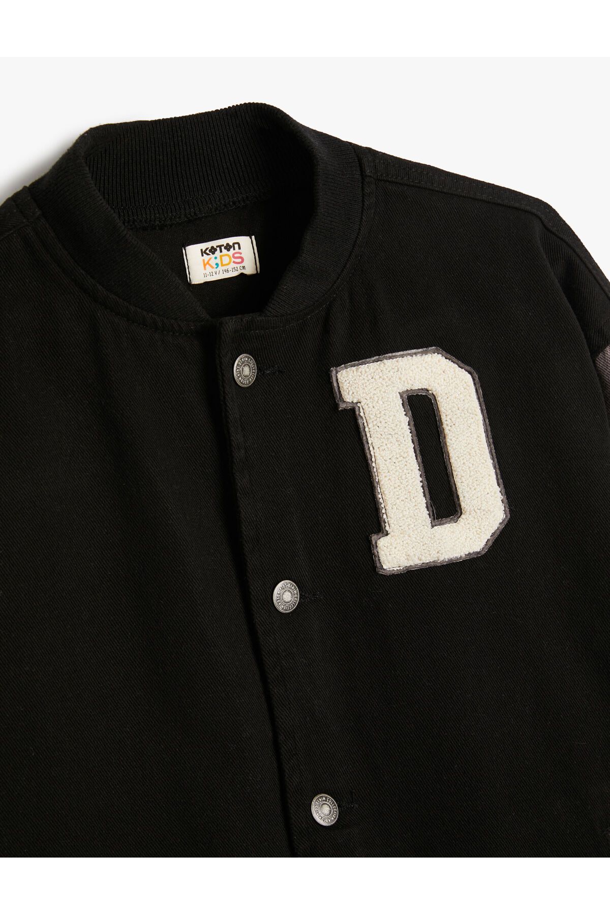 Koton-Bomber College Jacket with Snap Buttons and Printed Appliques 3