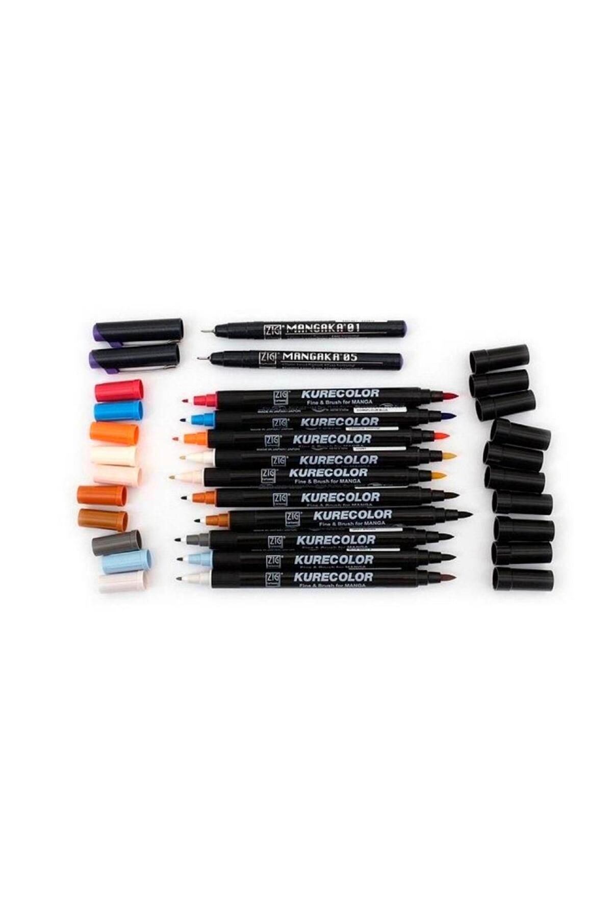 Zig-Kurecolor Mangaka Fine&Brush - Double Sided Pen Cnkc-2200, No: 845 Green Gray 2