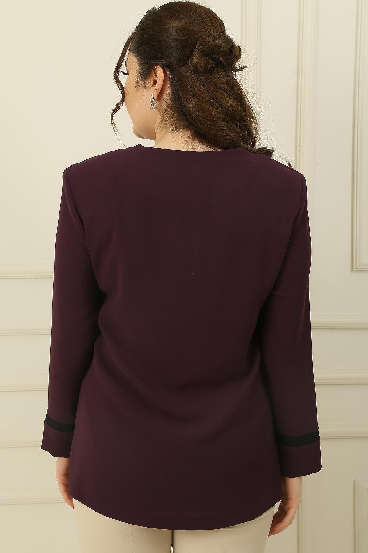 By Saygı-Large Size Crepe Jacket with Lycra Inside, Athlete Shoulders, Padded Garnish, Set of 2 4