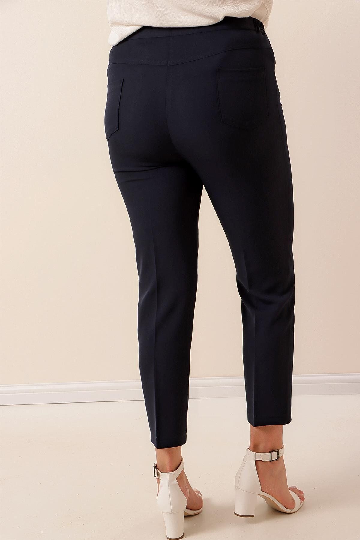 By Saygı-Lycra Plus Size Trousers with Elastic Waist 4