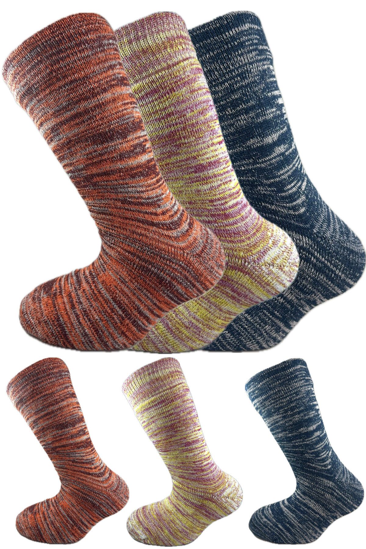 SİHİRLİ AYAKLAR 3 Perechi De Șosete Termice Unisex Colorate Pentru Bărbați Și Femei - Absorbanți De Căldură Groși Și Caldi 38-42 Femeie - 38–42
