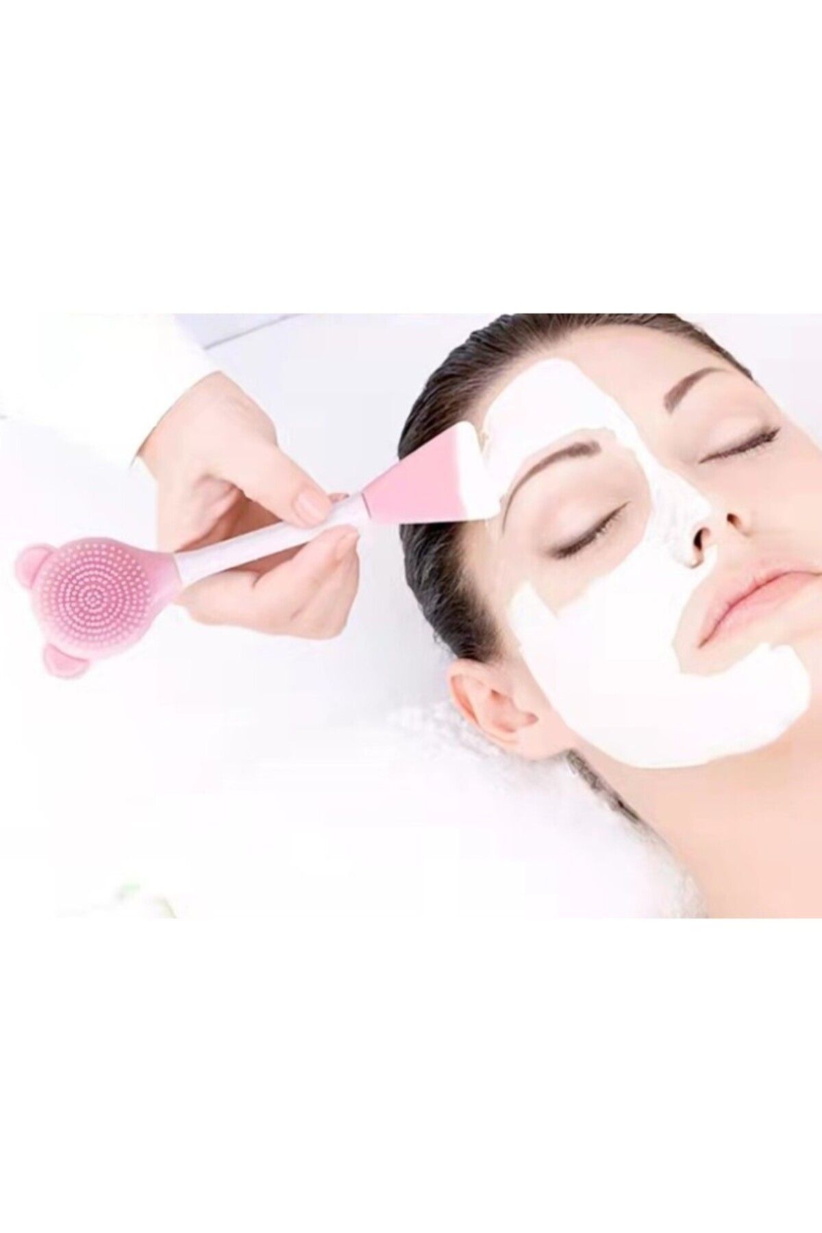 OZCMAX 3 Adet Silikon Yüz Temizleme Fırçasıı ve Maske Uygulama Spatulası (qd)