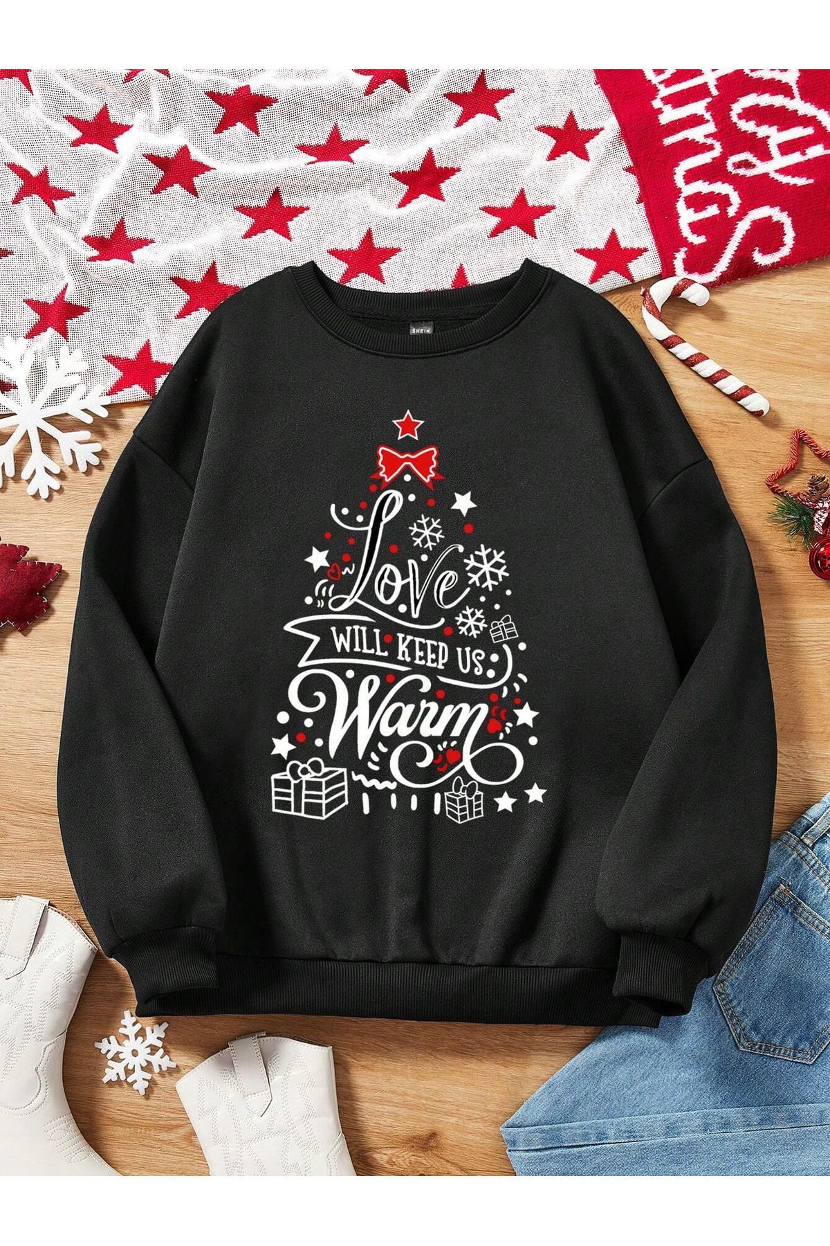 christmas ağaşı ön Baskılı Unisex Oversize sweatshirt1 hoodie