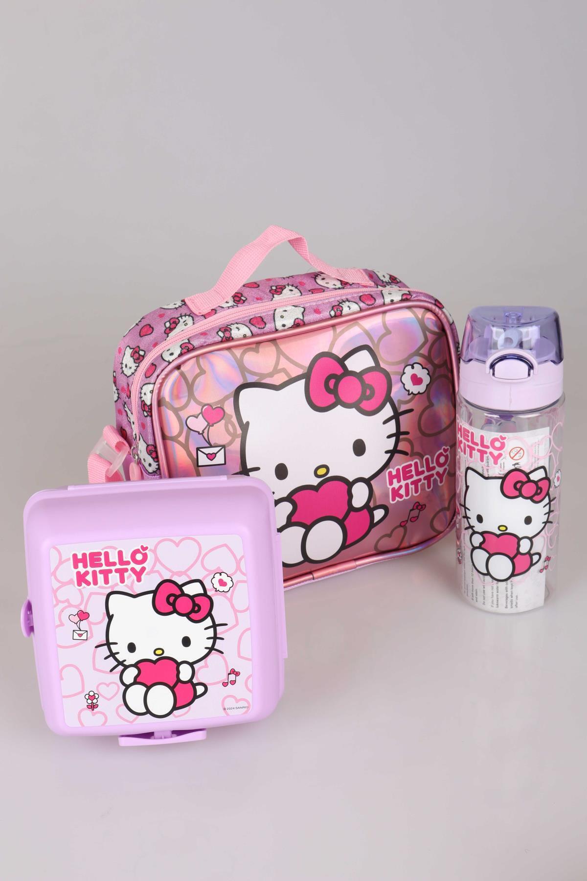 Hello Kitty YENİ SEZON LİSANSLI HELLO KITTY'NIN PIRILTILI DÜNYASI ÖZEL KOLEKSİYON BESLENME ÇANTASI ,500 ML MATAR