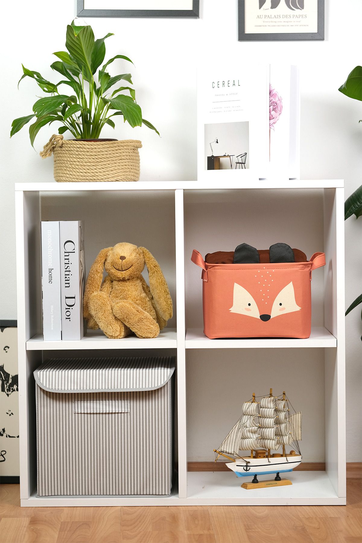 PRENDİ HOME-Fox Patterned Rectangular Foldable Organizer Basket 25 X 15 X 18 5