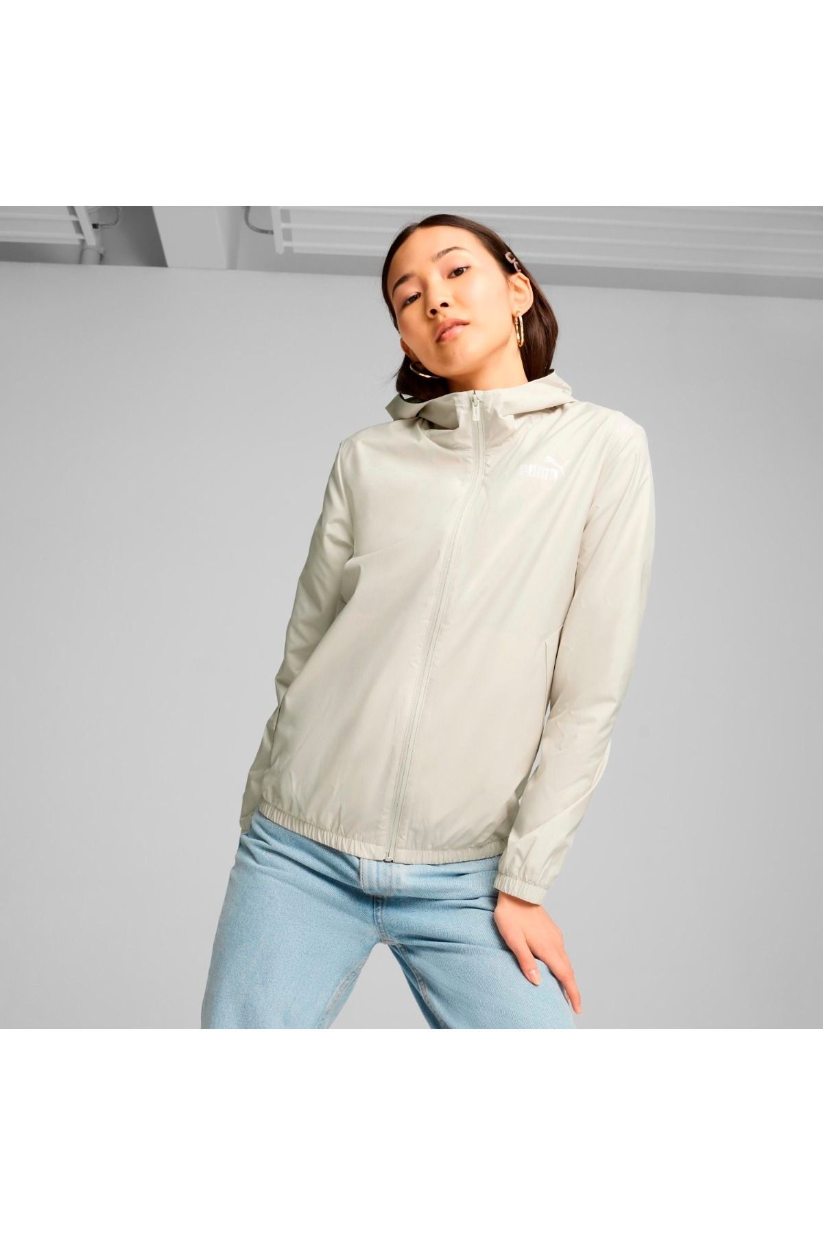 Puma-Essentials Solid Women's White Hooded Jacket 1