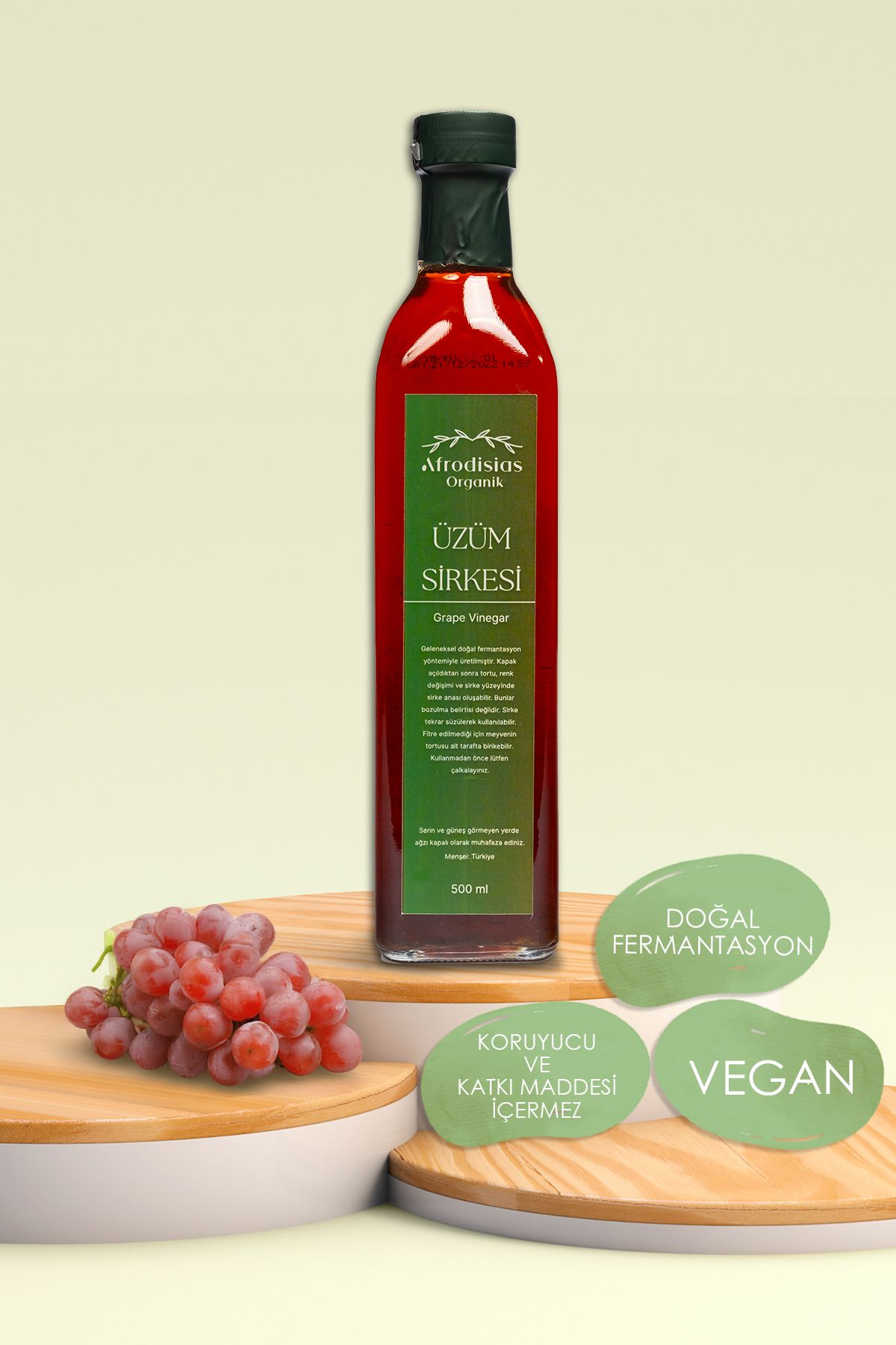 Afrodisias Gurme Üzüm Sirkesi 500 ML - Katkısız Doğal Fermantasyon (Grape Vinegar)