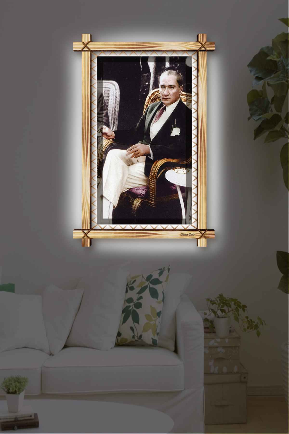 First Date EN SEVİLEN ATATÜRK RUSTİK LEDLİ TABLO