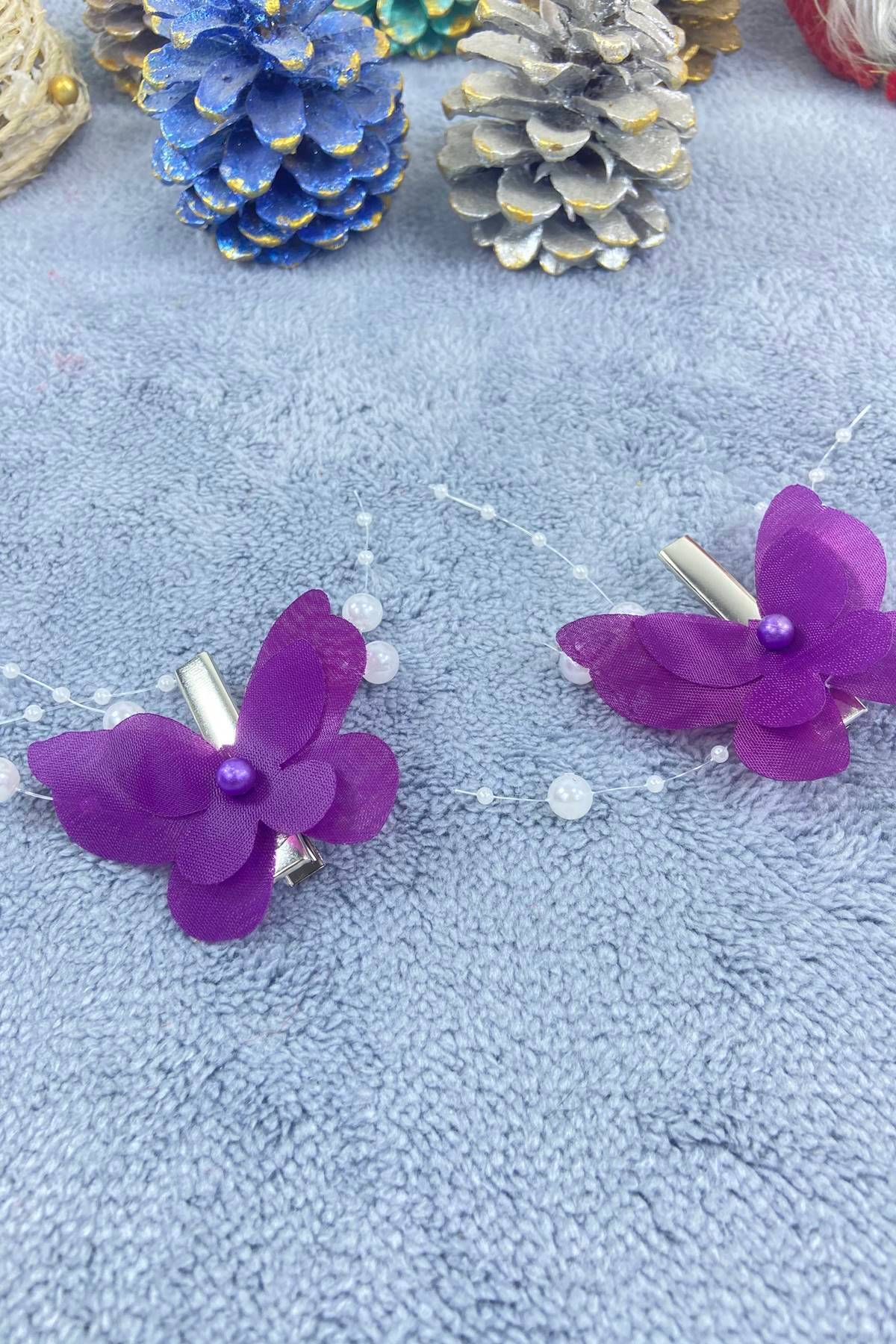 Purple Butterfly Clasp Organization Girl Clasp Hair Accessory Kids Clasp – Buckle, Metal Clasp, Shiny Design