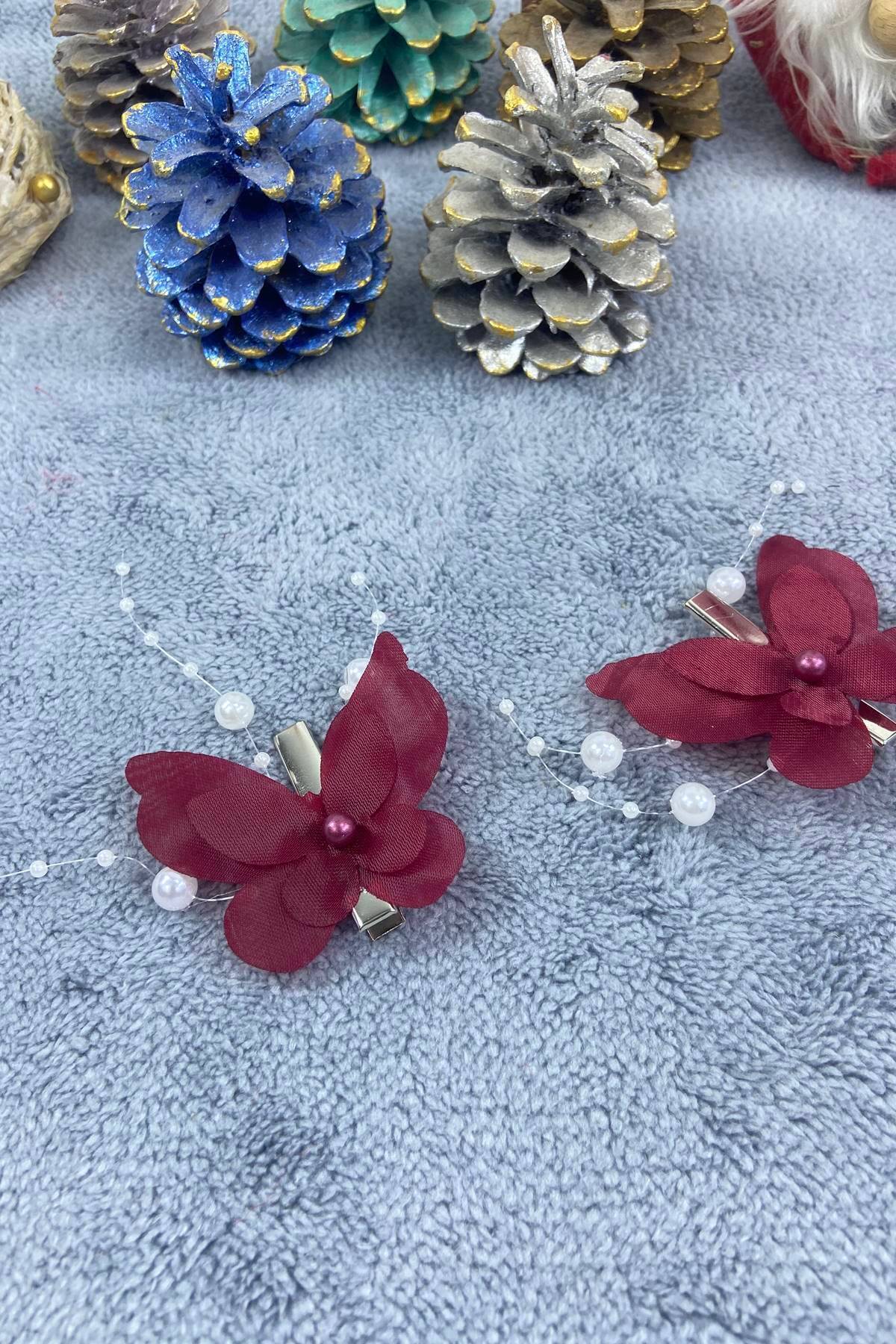 Burgundy Butterfly Hair Clip Organization Girl Hair Clip Hair Accessory Kids Hair Clip – Buckle, Metal Buckle, Glossy Design