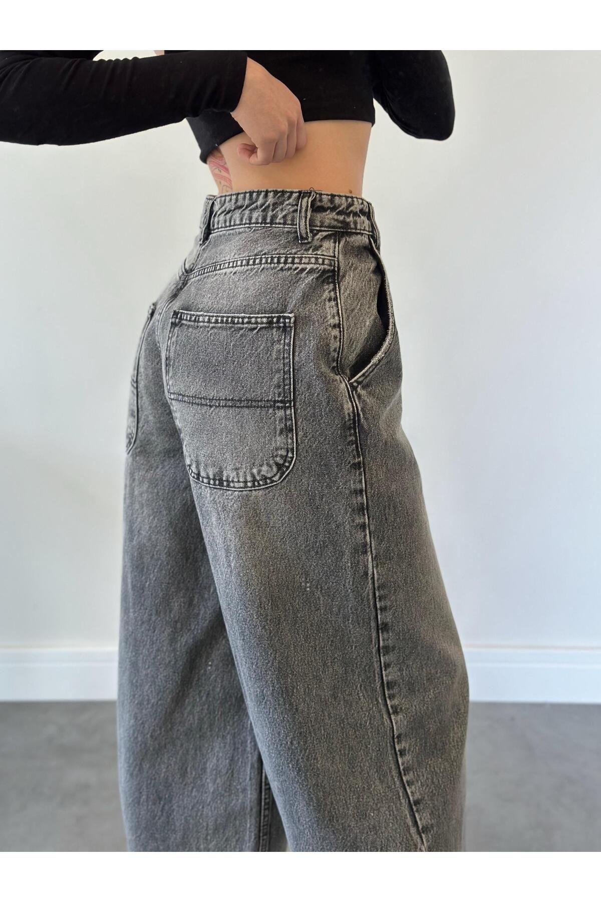 OYKUWEAR اسکیت باز کمر بلند آنتراسیت Jean-Five