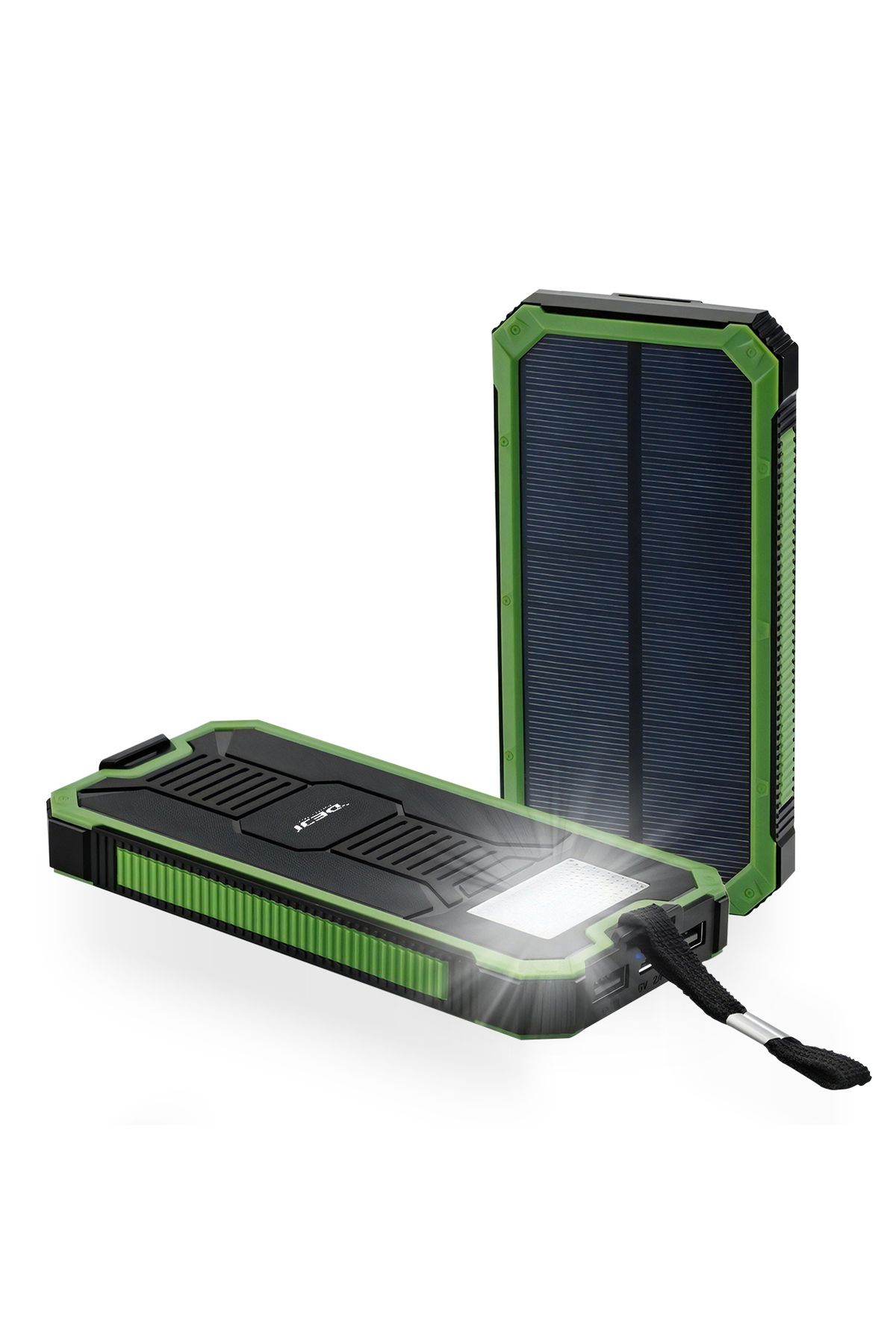 Deji Güneş Enerjili Solar Powerbank 10000mah Led Işıklı Taşınabilir Batarya Şarj Cihazı Yeşil