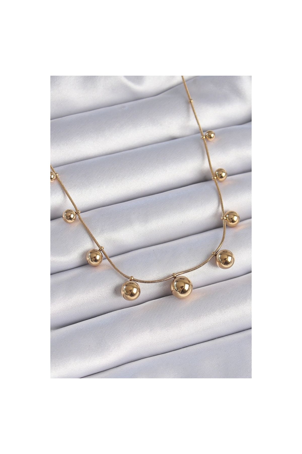 Narnuga 316L Çelik Gold Renk Top Model Kadın Kolye - TJ-BKO9344