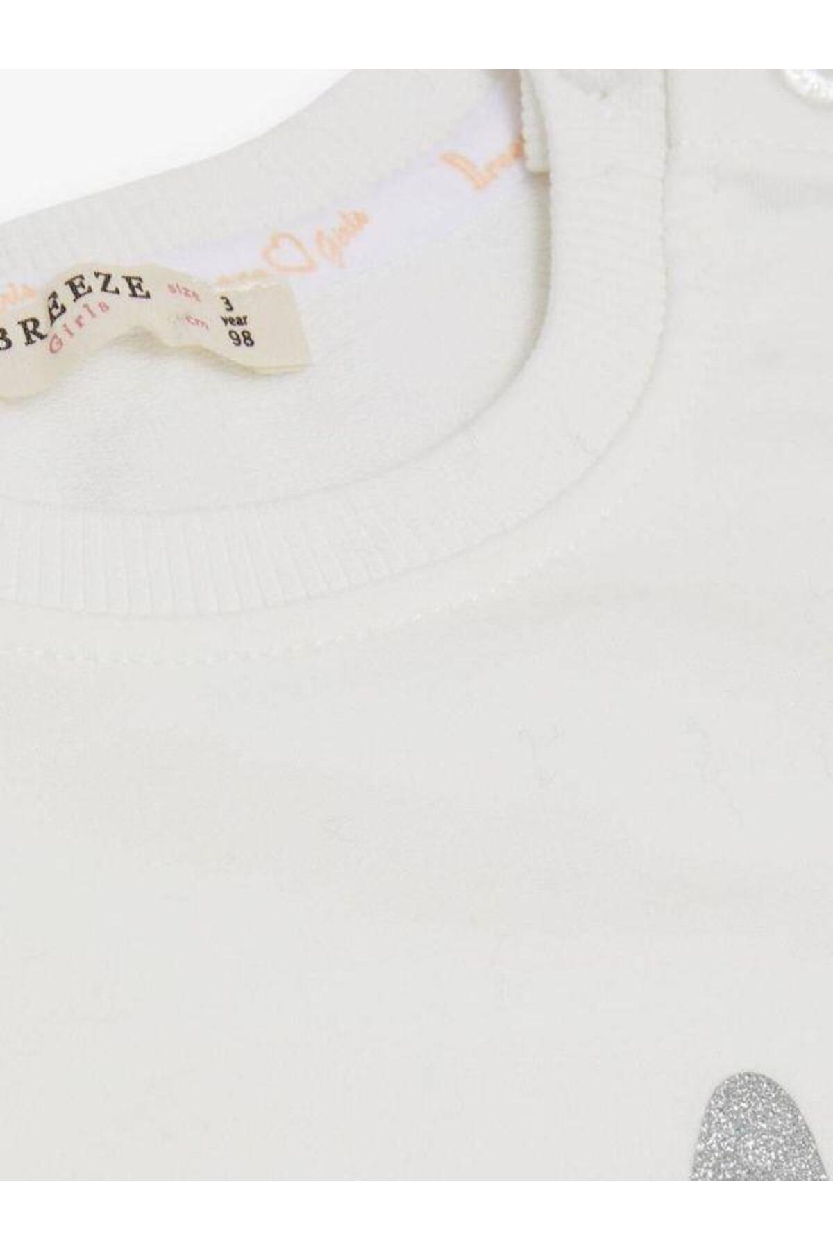 Zekids Kız Çocuk Simli Tavşan Desenli Pamuklu İnce Sweatshirt fotoğrafı 4 (önizleme)