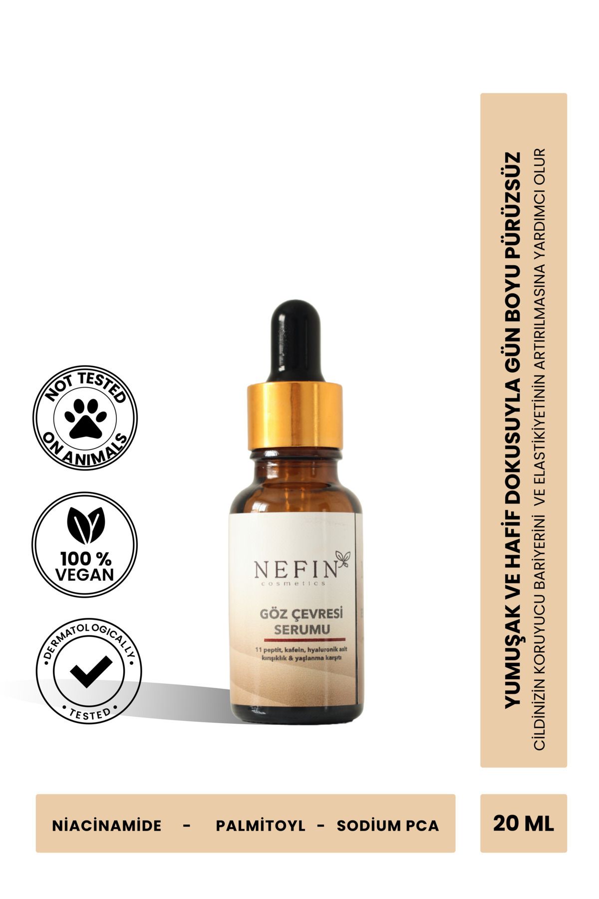 nefin beauty Göz Çevresi Serum Yaşlanma ve Kırışıklık Karşıtı Hyaluronik Asit& 11 Peptit 20ML