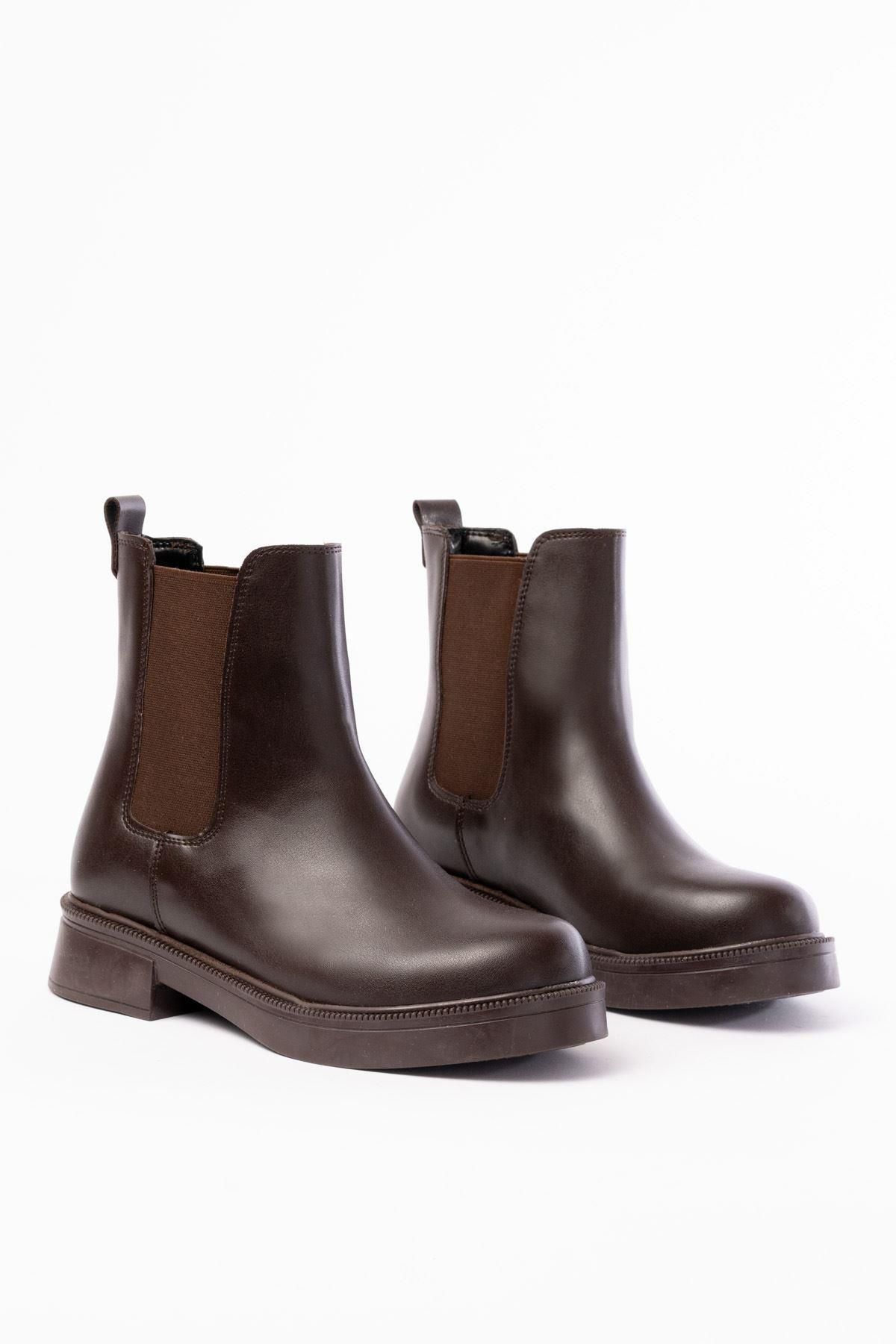 Aymood-02-2137 Brown Elastic Daily Women's Boots 4