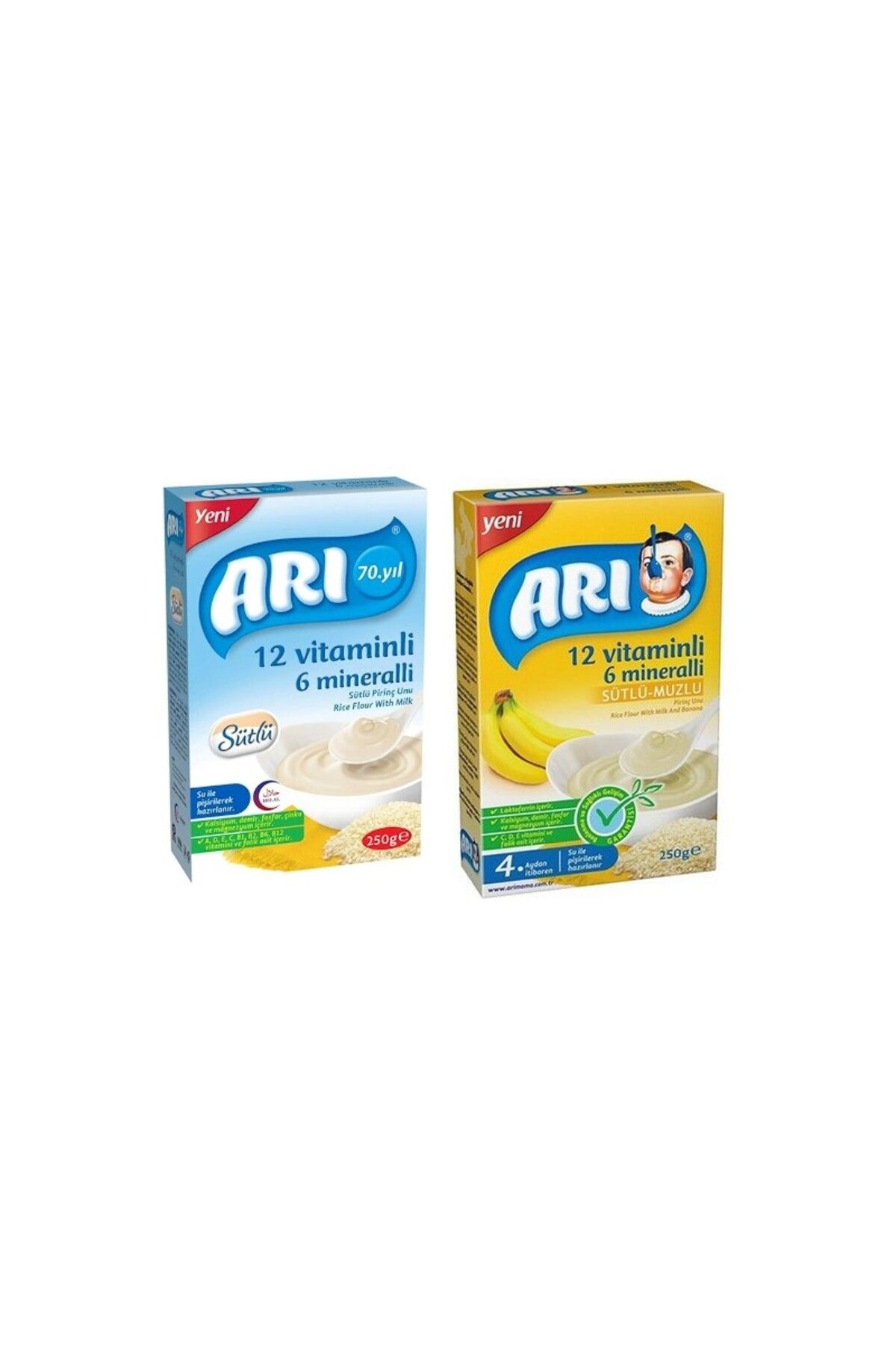 Arı Mama 12 Vitaminli 6 Mineralli Sütlü Muzlu Sütlü Pirinç Unu 250 gr