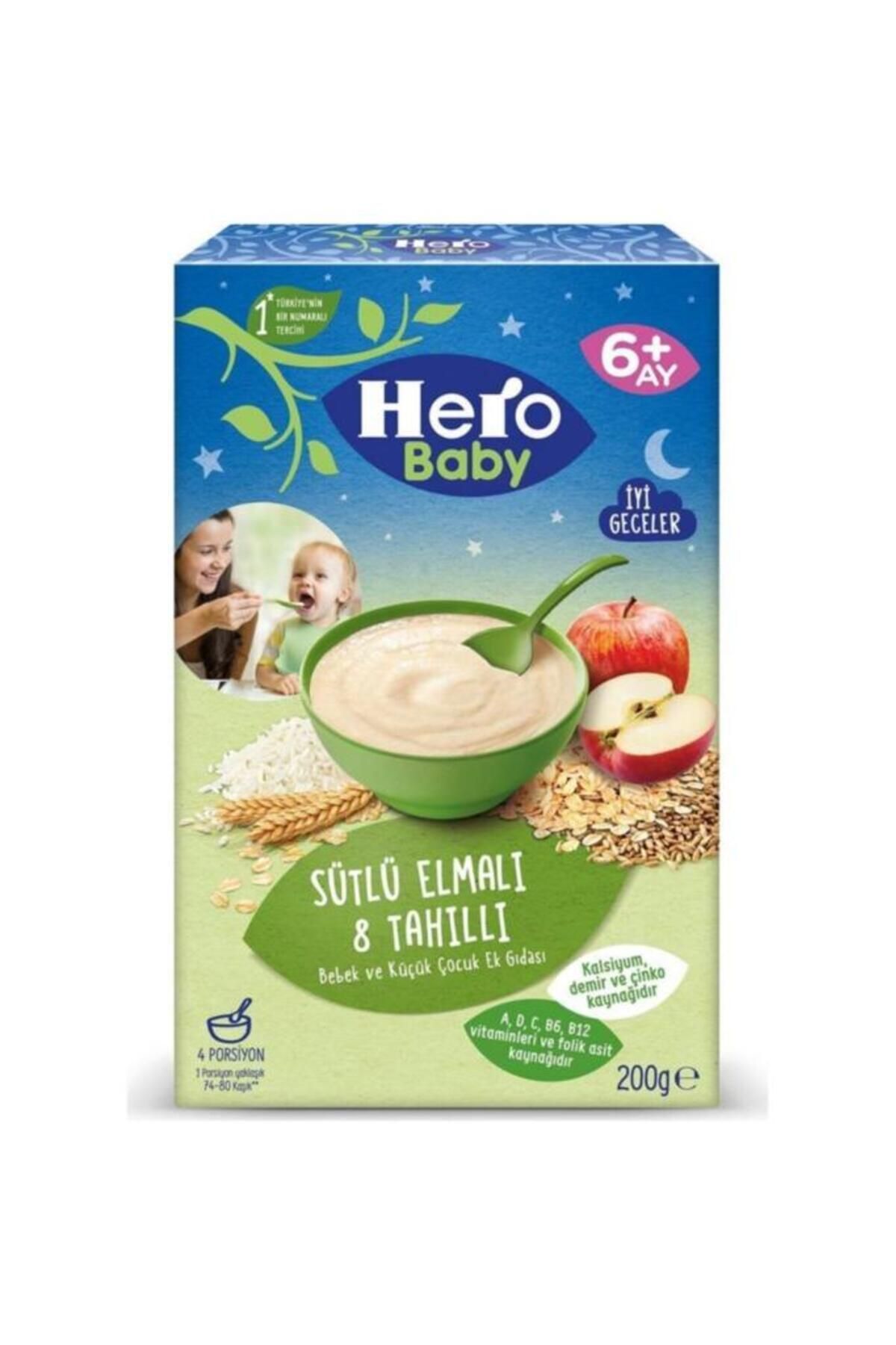 Hero Baby Sütlü Elmalı 8 Tahıllı Kaşık Maması 200 gr