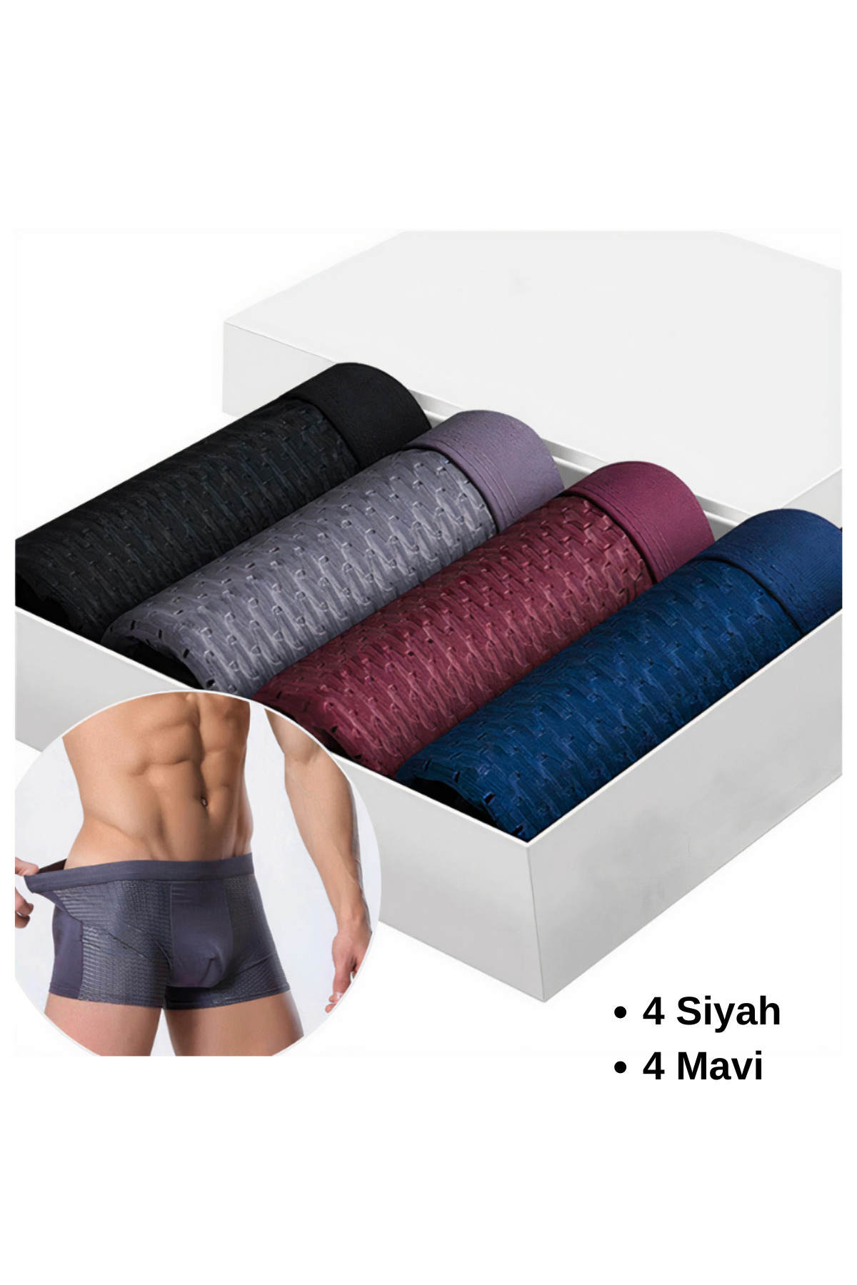 Boodie Premium Likralı Esnek Boxer Şort 8'li Paket Fiber Esnek Boxer görsel 2
