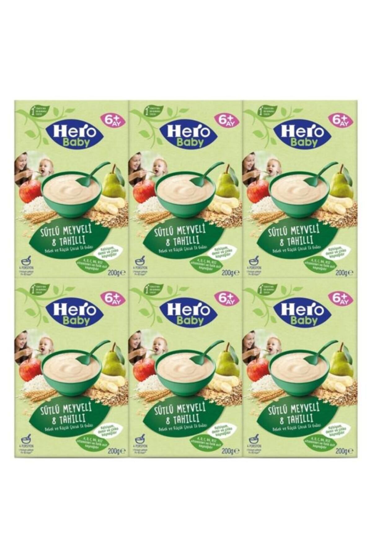 Hero Baby Sütlü Meyveli 8 Tahıllı Kaşık Maması 200 gr X 6 Adet