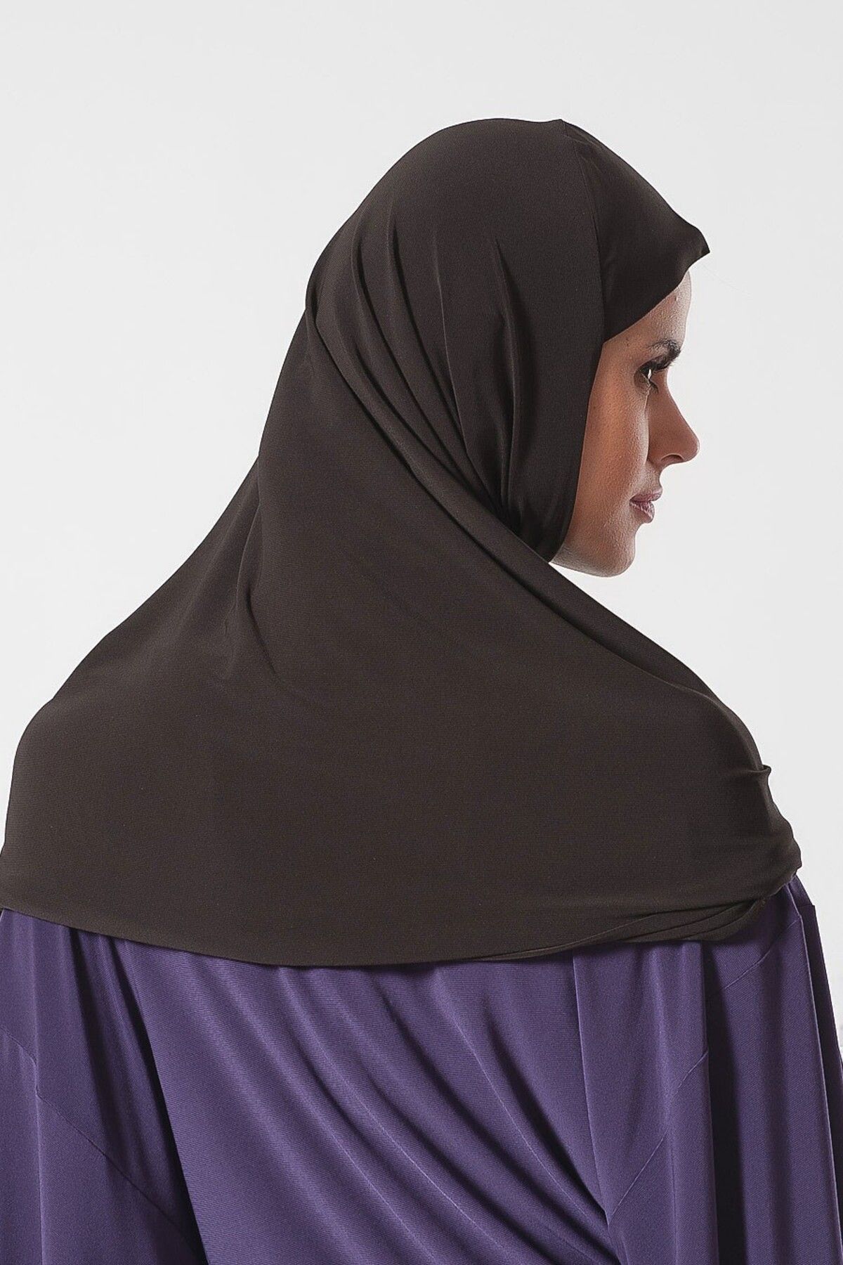 Serap Koç-Simple Practical and Lycra Hijab - Brown 2