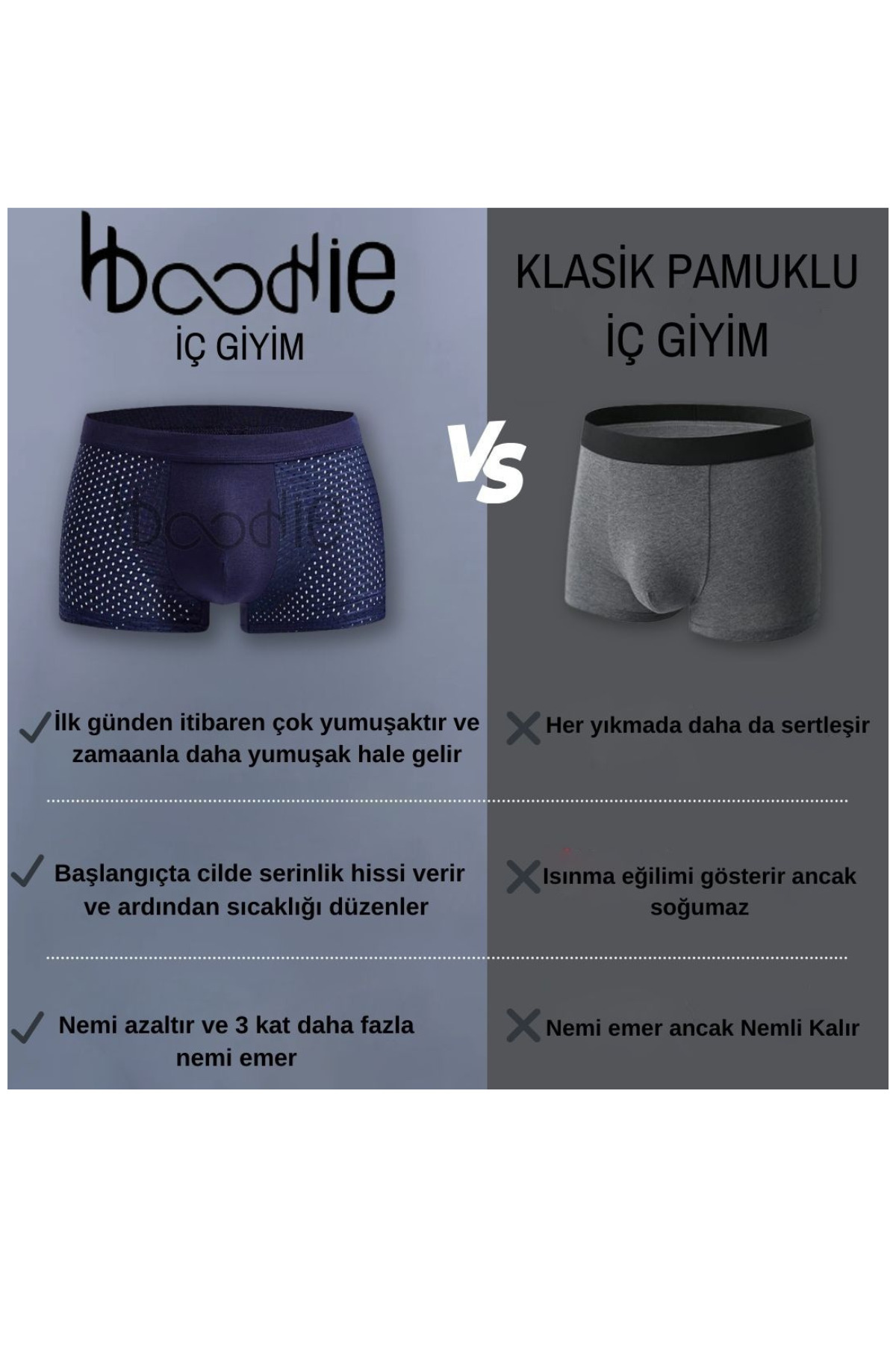 Boodie Premium Likralı Esnek Boxer Şort 8'li Paket Fiber Esnek Boxer görsel 6