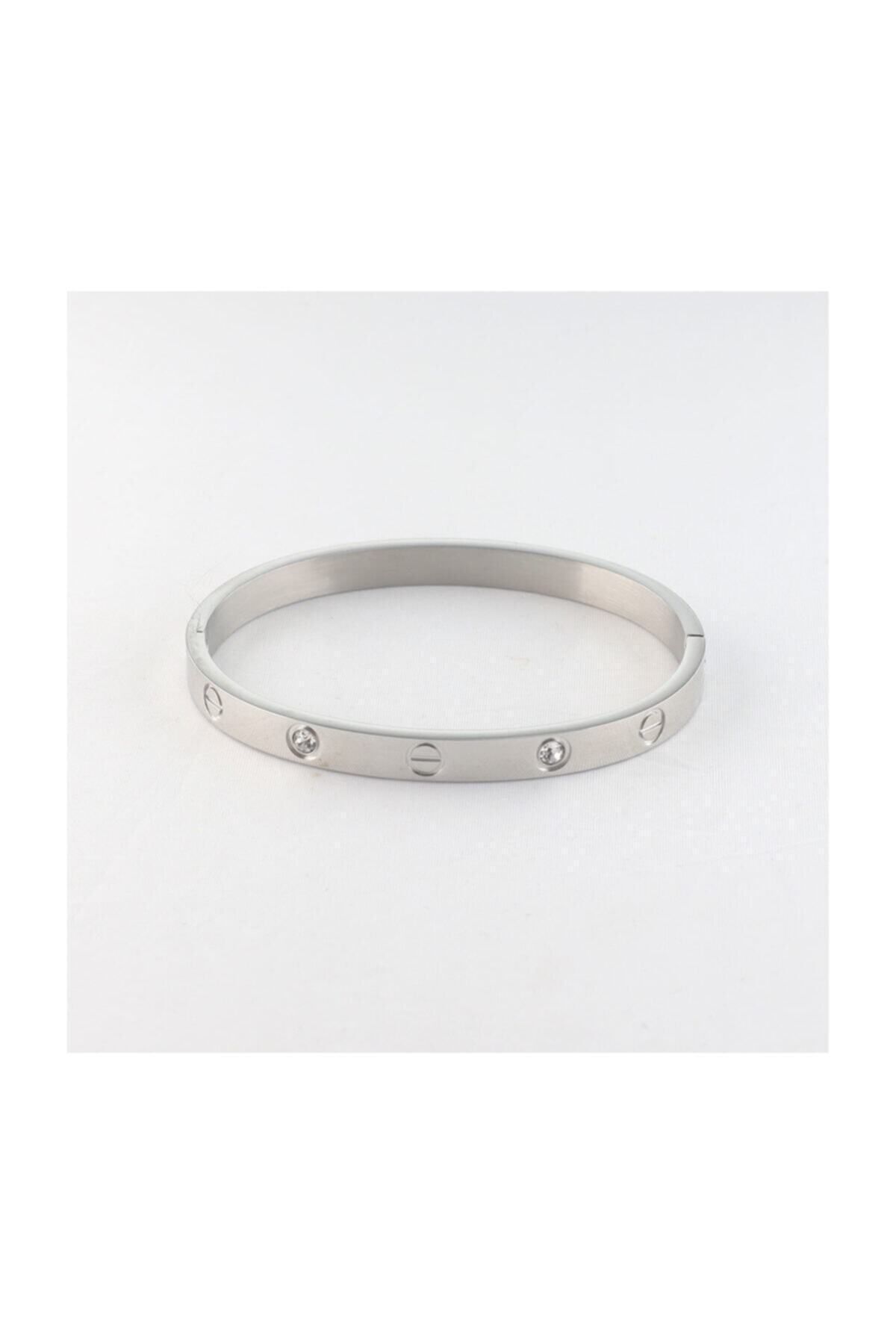 JEWELRY Kadın Kalın Elips Çelik Kelepçe