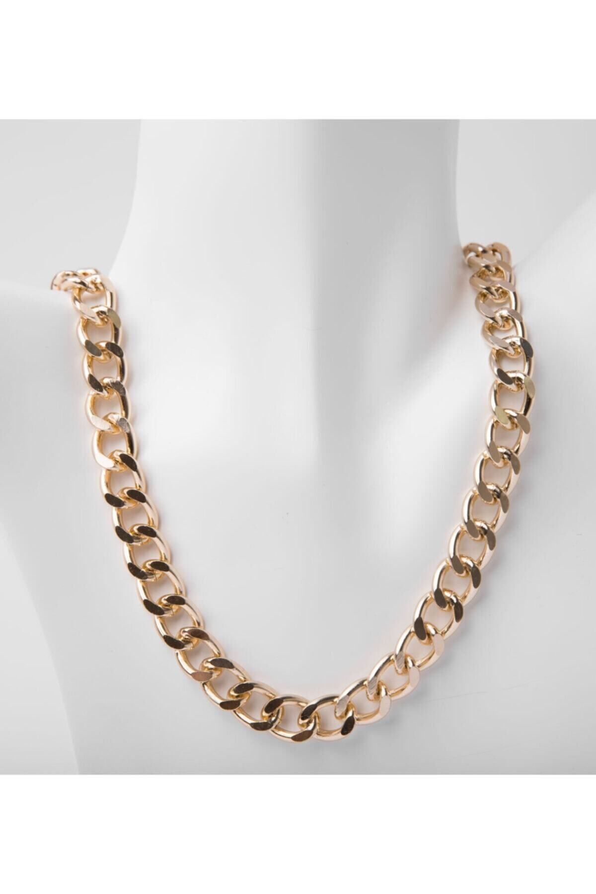 JEWELRY Kadın Altın Küba Paslanmaz Kalın Forse Zincir