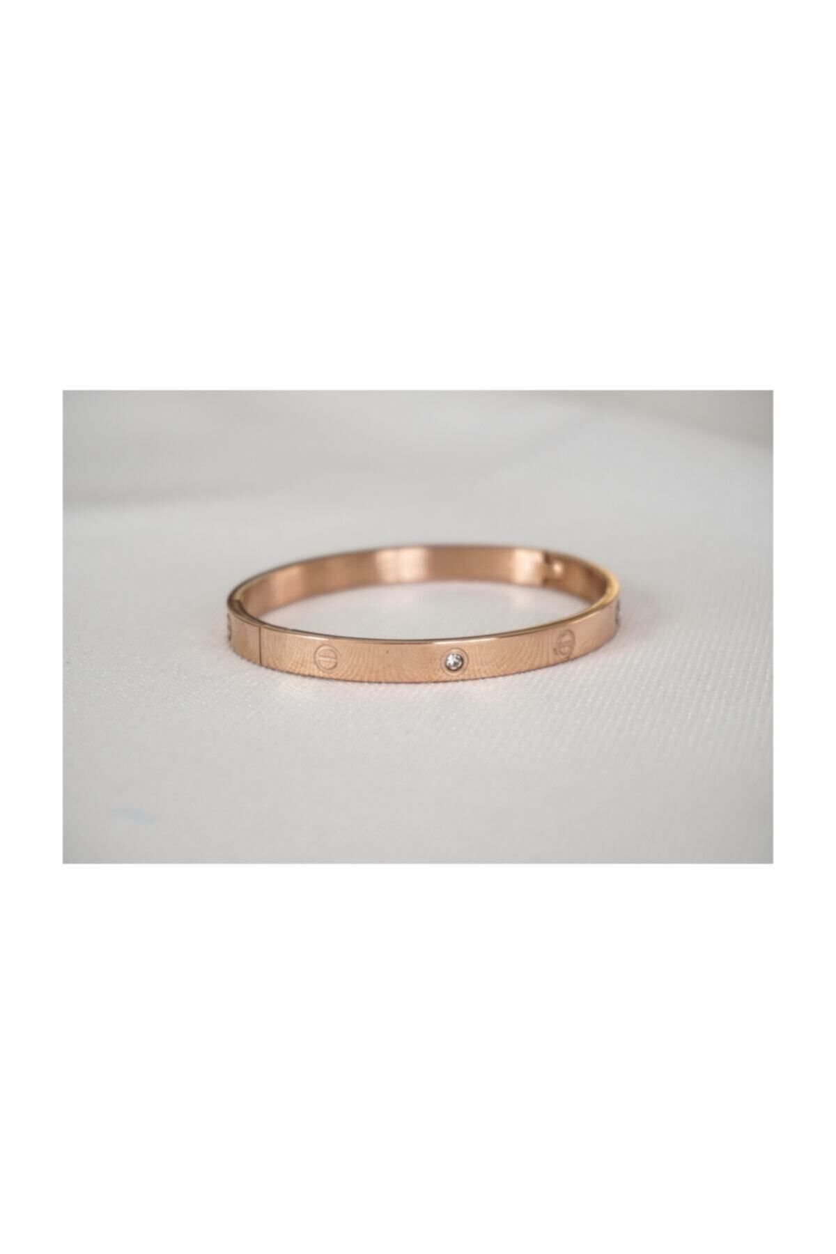 JEWELRY Detaylı Vida Bileklik Yarım Çelik Taşlı