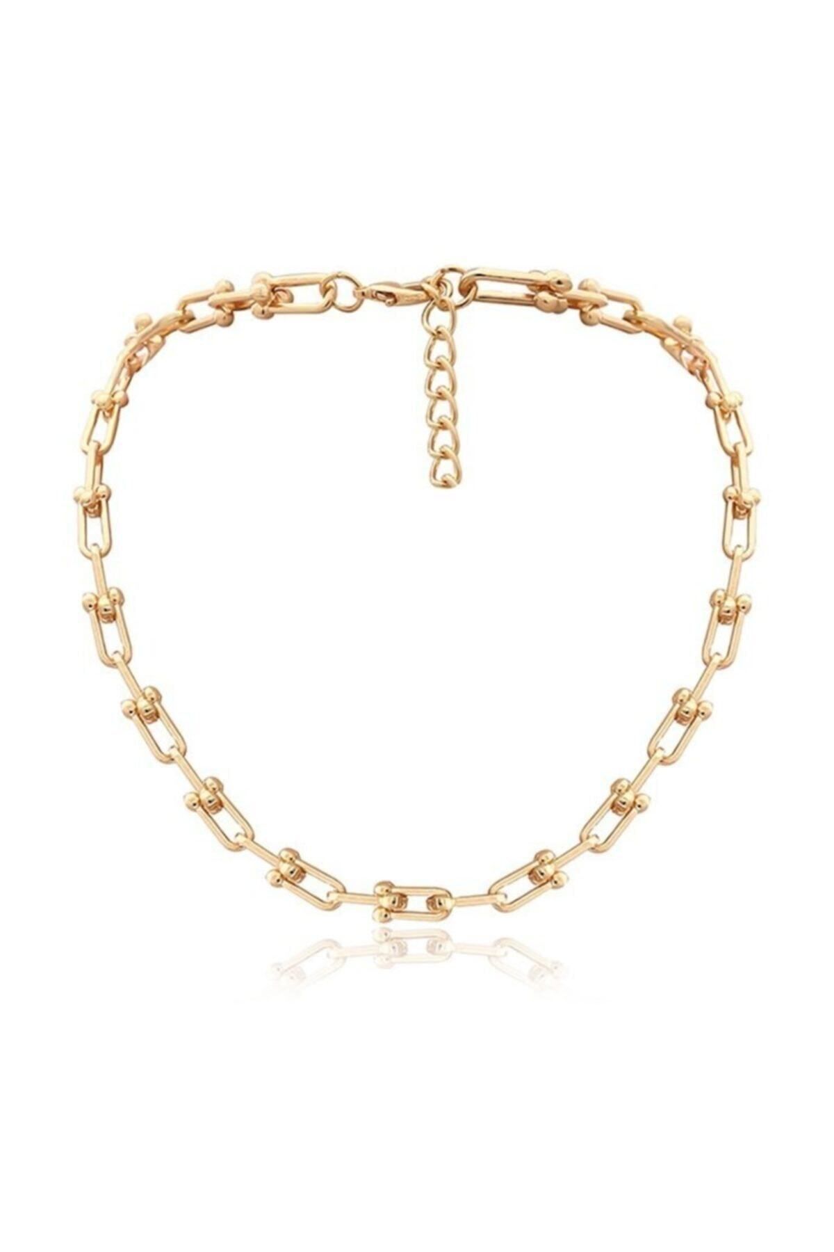 JEWELRY Kadın Geçmeli Geometrik Gold Kolye