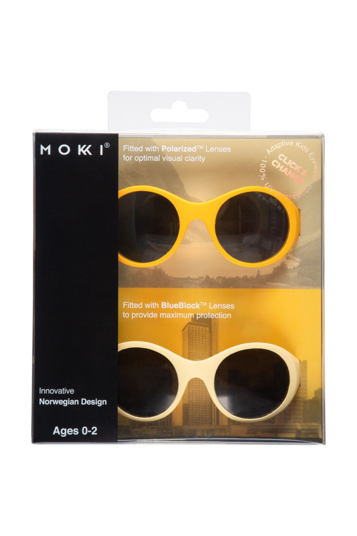 OEM-MOKKI Click & Change Kindersonnenbrille, UV-Schutz, gelb, 0-2 Jahre, 2er-Set 3