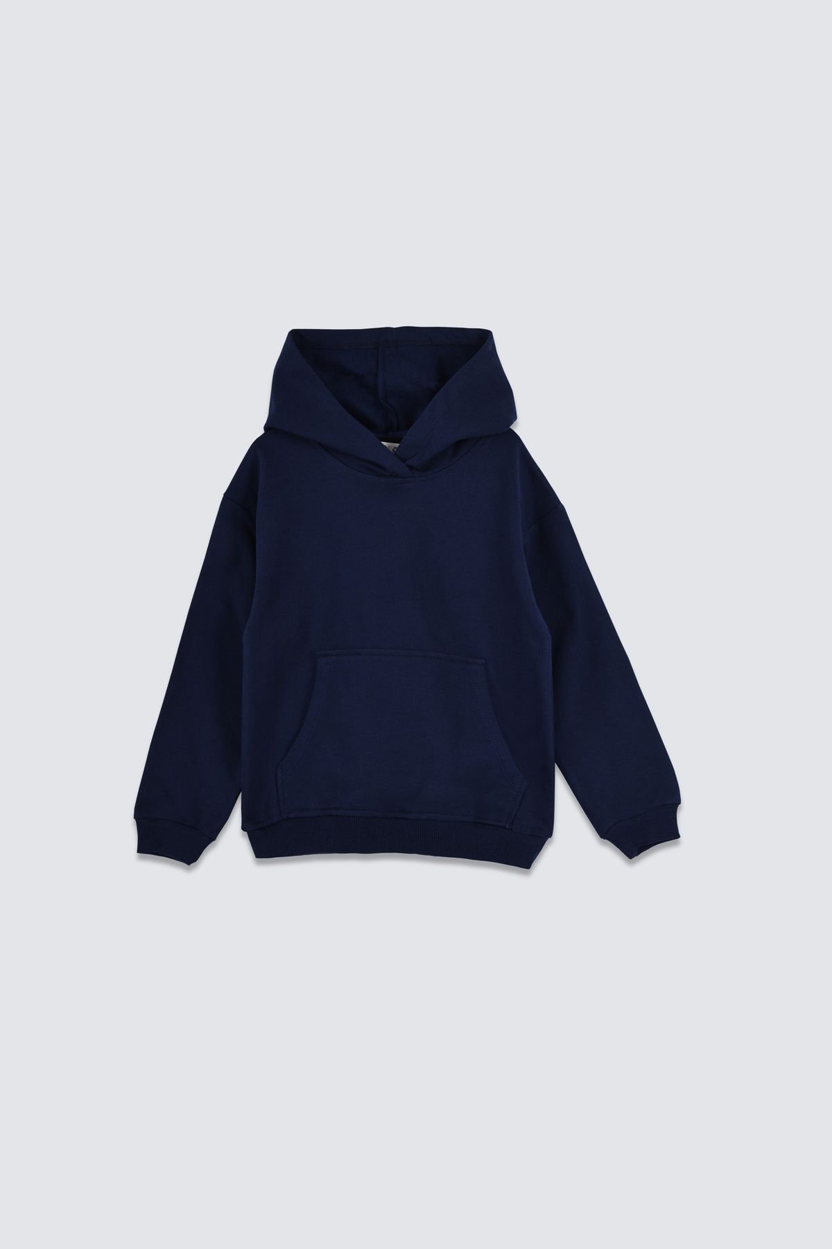 Basic Kapüşonlu Şardonlu Kanguru Cep Detaylı Çocuk Sweatshirt 3-10 Yaş Lacivert