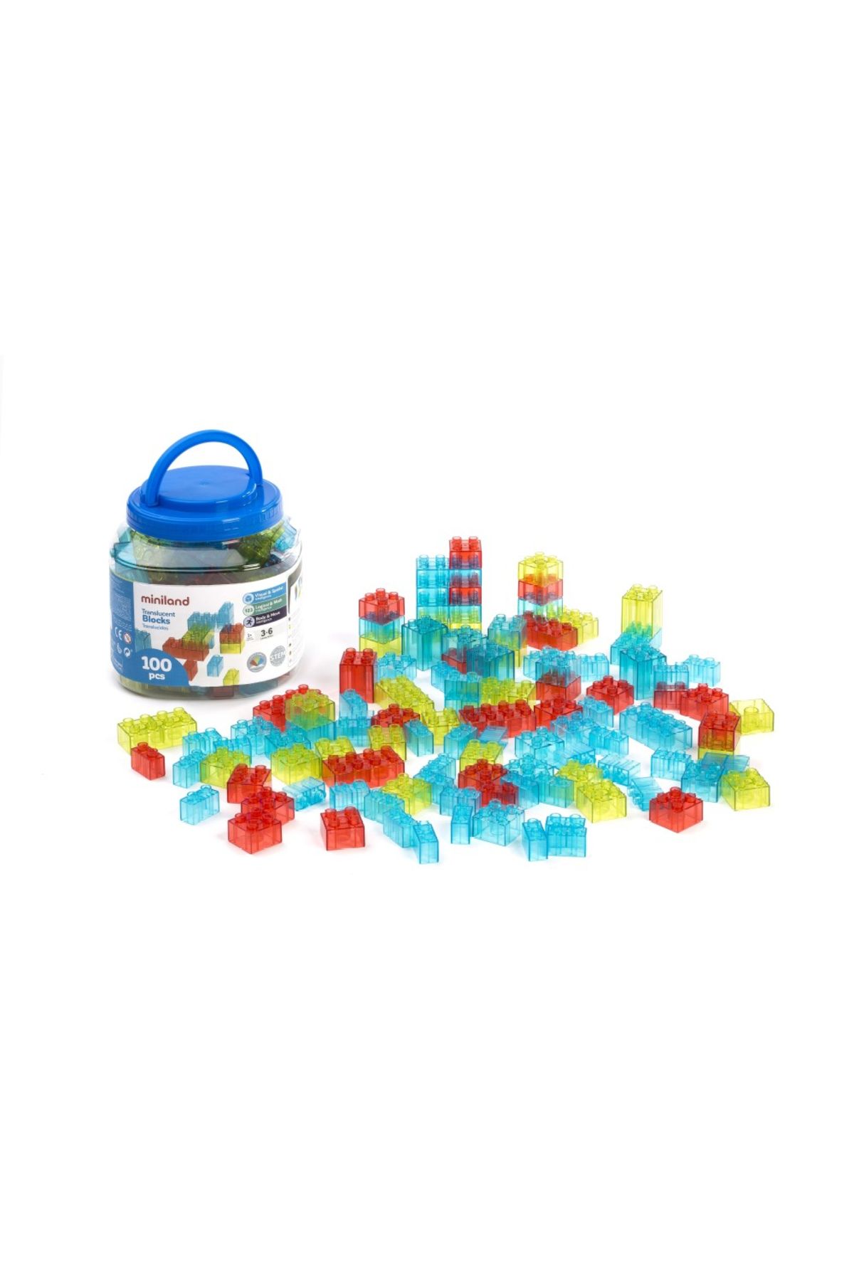 Miniland Joc De Constructii Cu 100 Piese Transparente - One Size