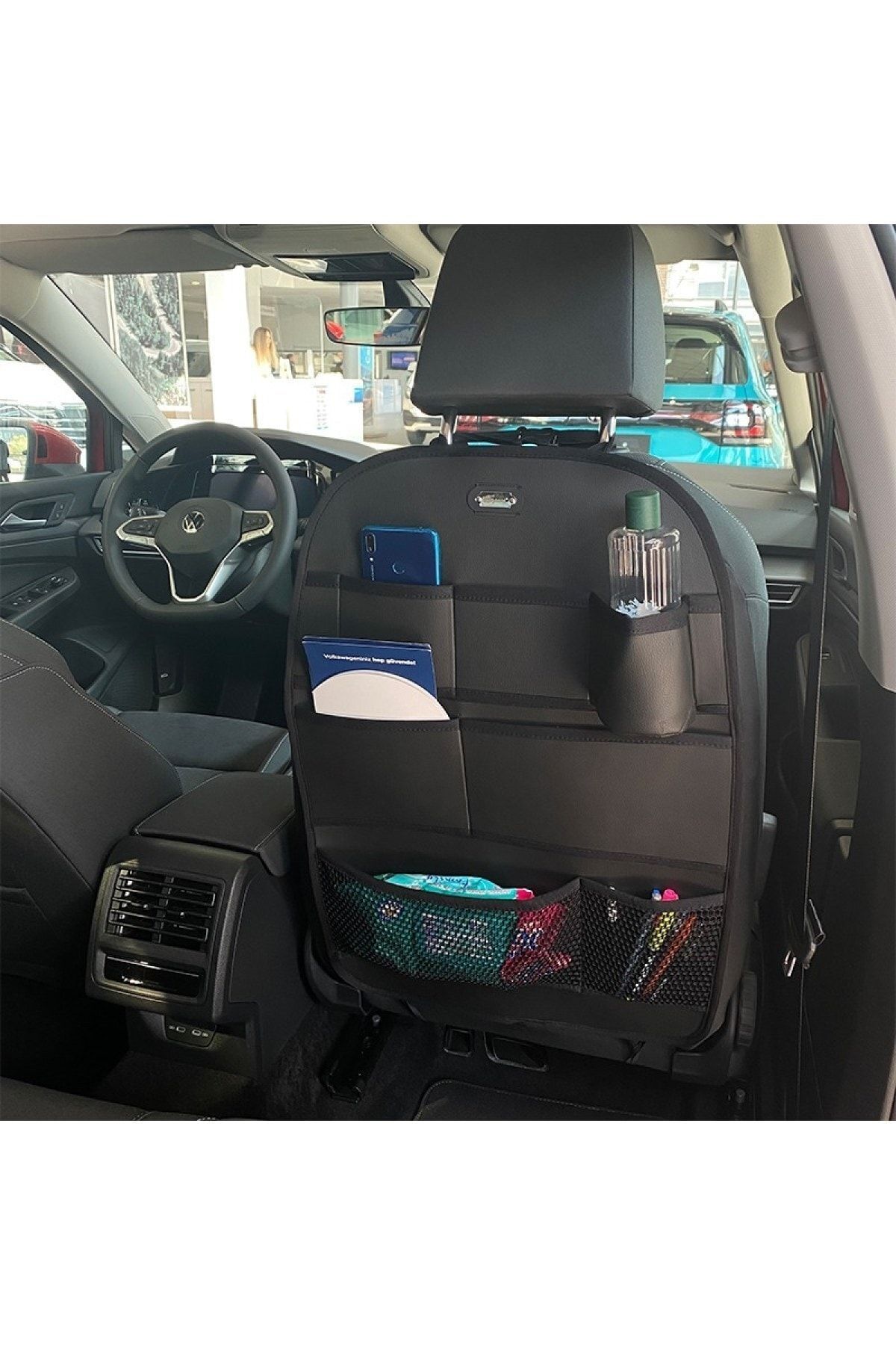 deniztuning-Renault Fluence Luxury Leather Organizer Seat Back Organizer Protector Black Set of Two 3